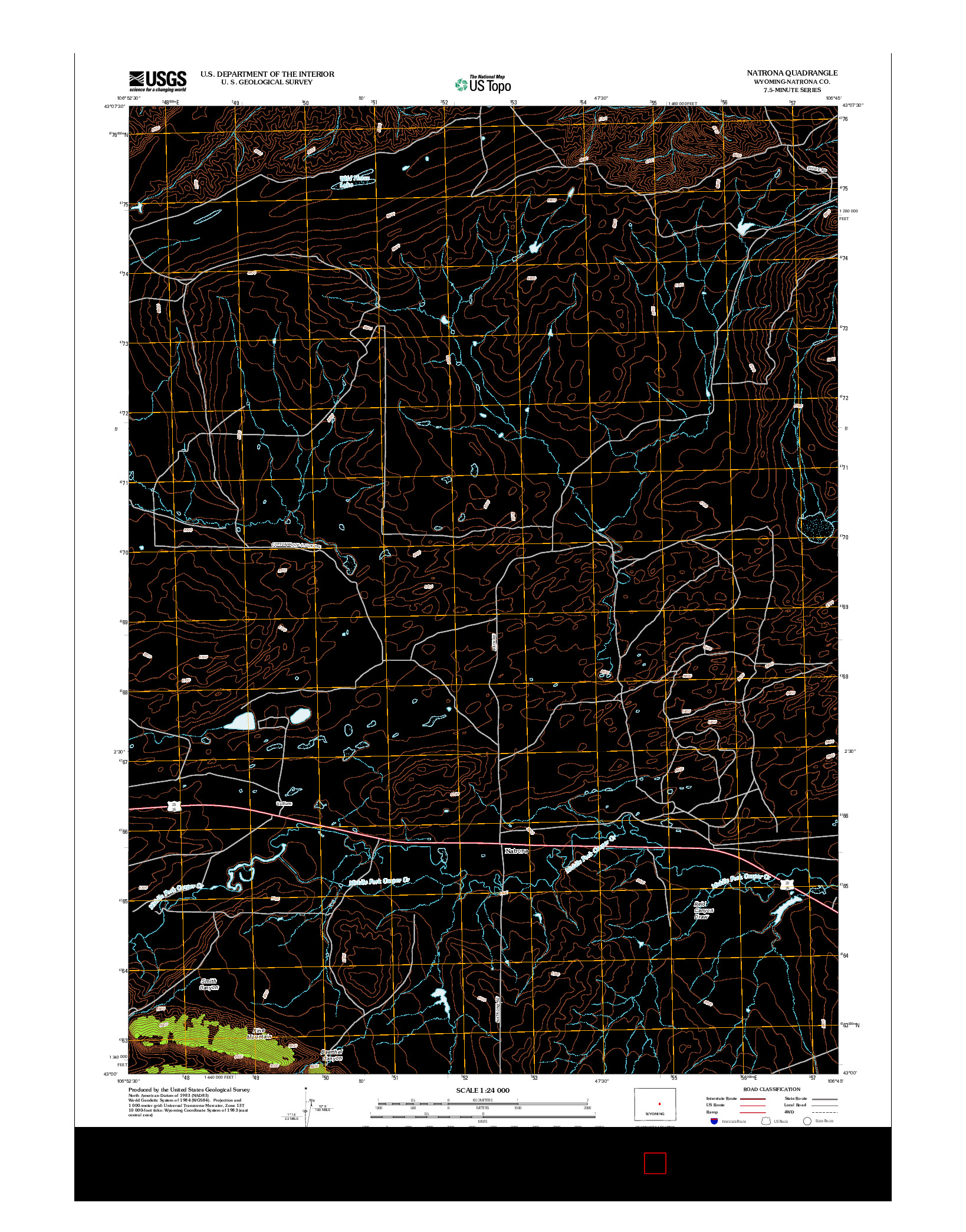 USGS US TOPO 7.5-MINUTE MAP FOR NATRONA, WY 2012