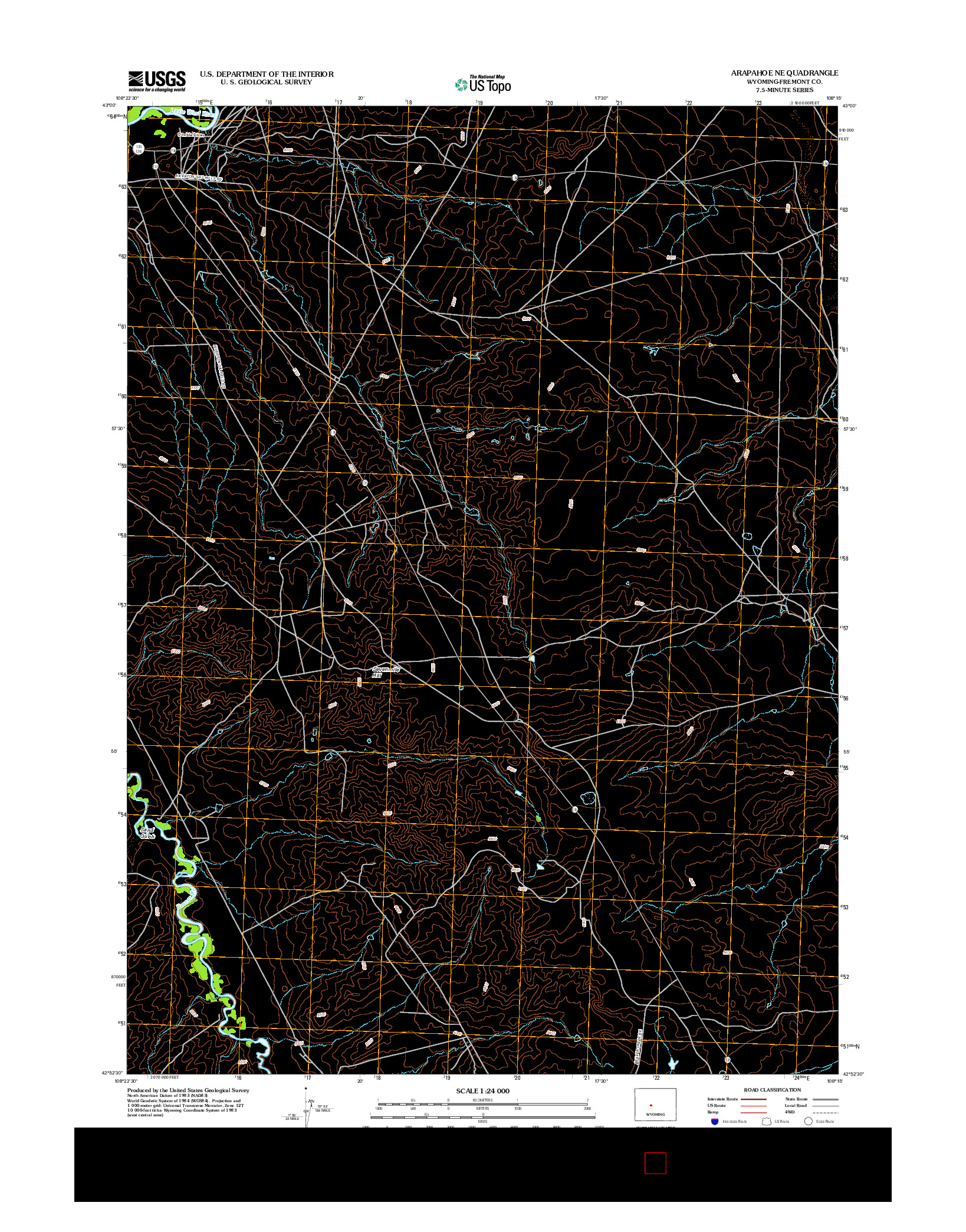 USGS US TOPO 7.5-MINUTE MAP FOR ARAPAHOE NE, WY 2012