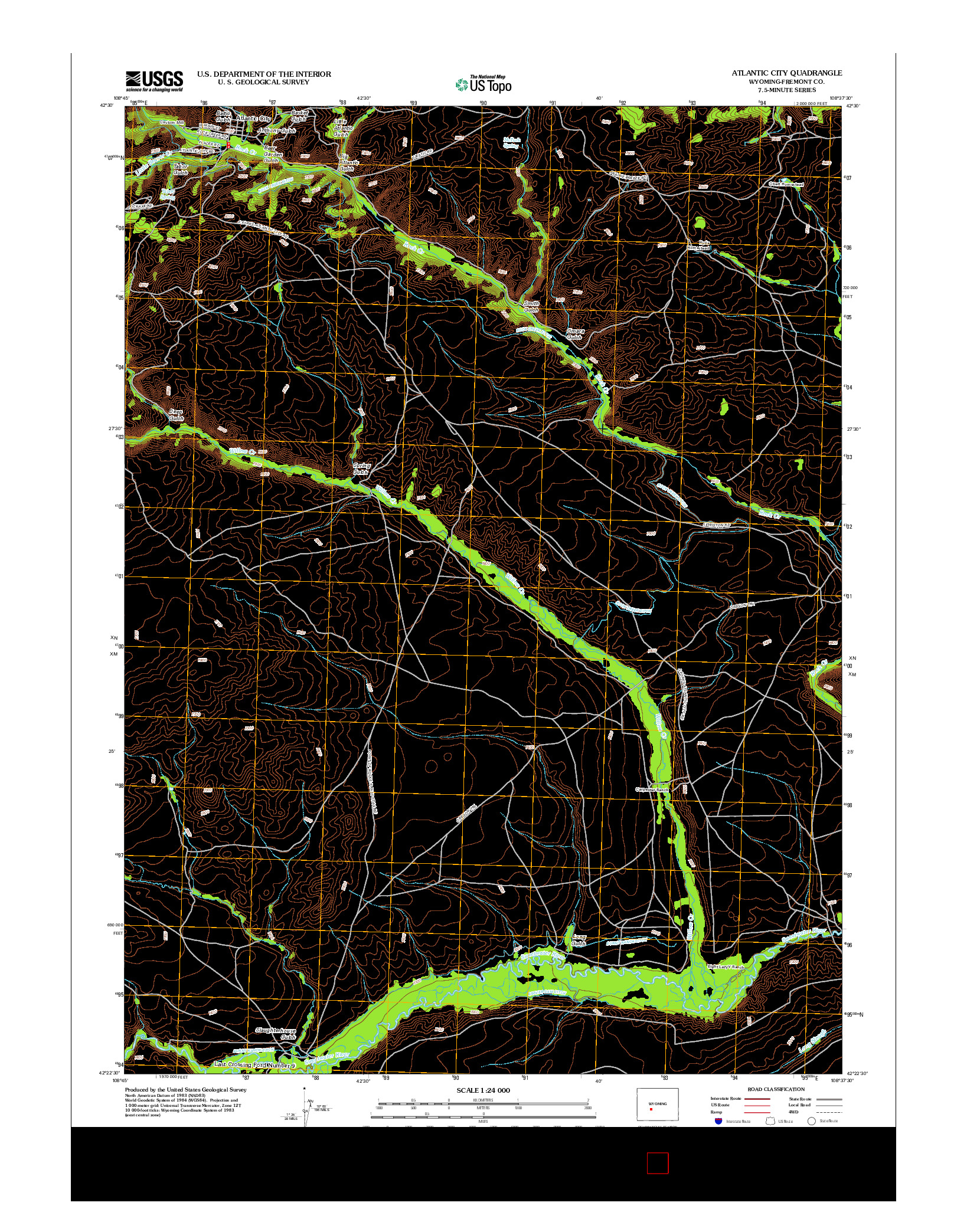 USGS US TOPO 7.5-MINUTE MAP FOR ATLANTIC CITY, WY 2012