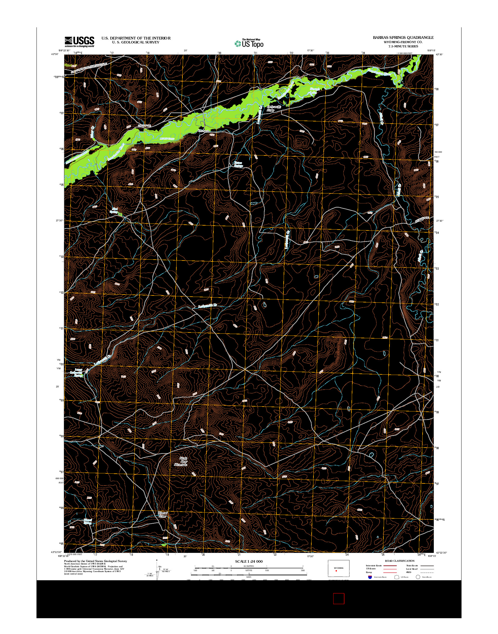 USGS US TOPO 7.5-MINUTE MAP FOR BARRAS SPRINGS, WY 2012