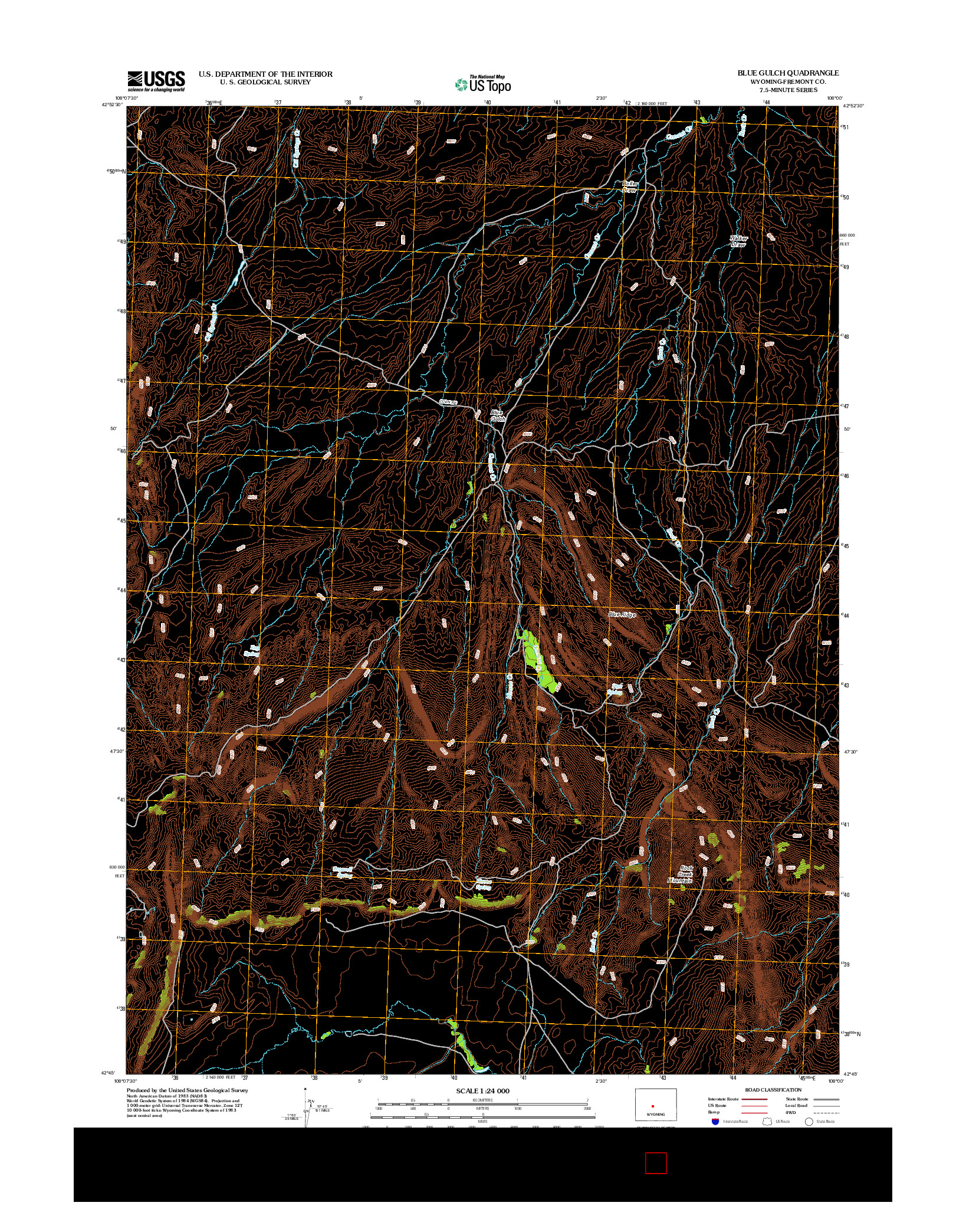 USGS US TOPO 7.5-MINUTE MAP FOR BLUE GULCH, WY 2012