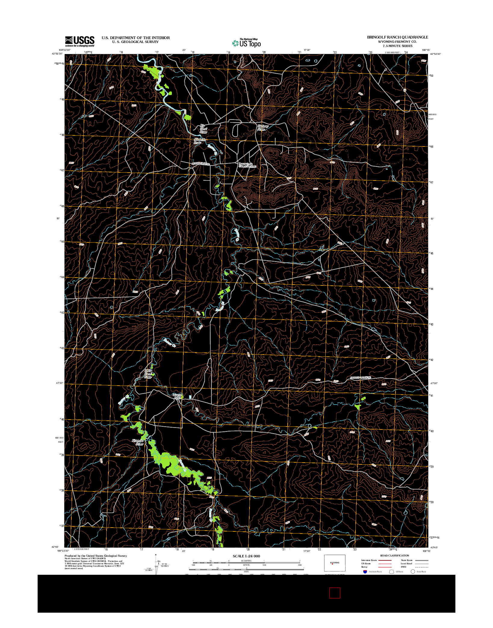 USGS US TOPO 7.5-MINUTE MAP FOR BRINGOLF RANCH, WY 2012