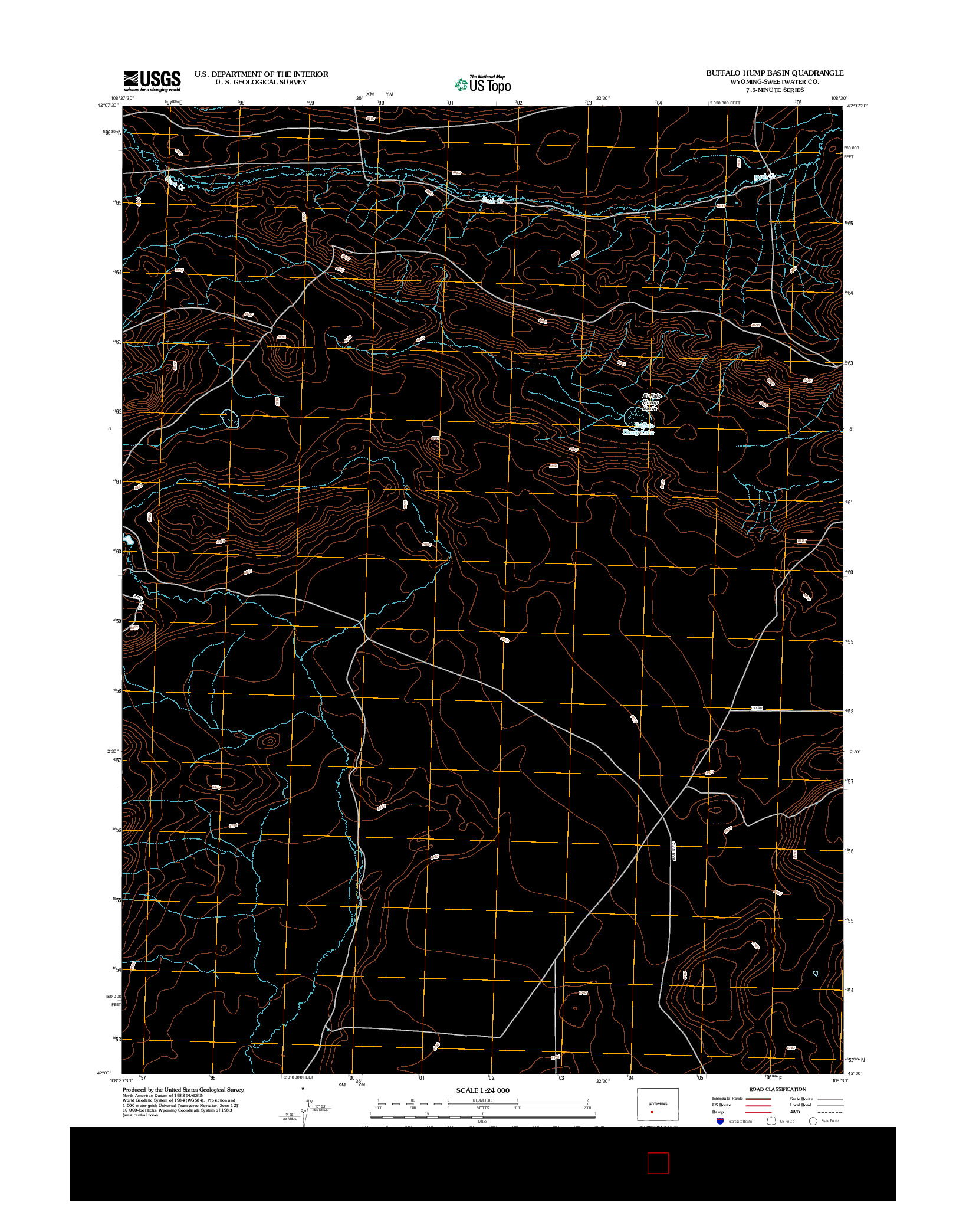 USGS US TOPO 7.5-MINUTE MAP FOR BUFFALO HUMP BASIN, WY 2012