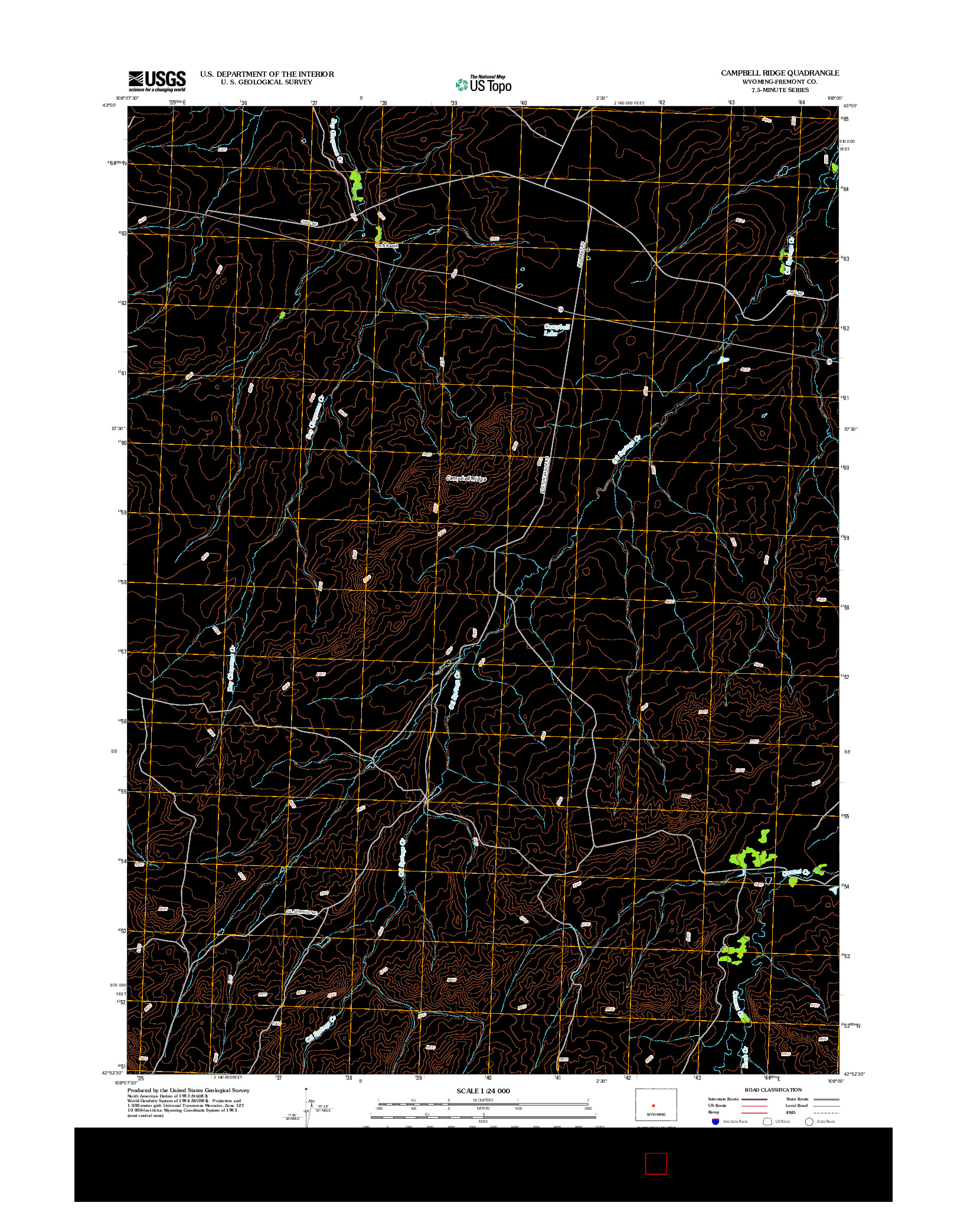 USGS US TOPO 7.5-MINUTE MAP FOR CAMPBELL RIDGE, WY 2012