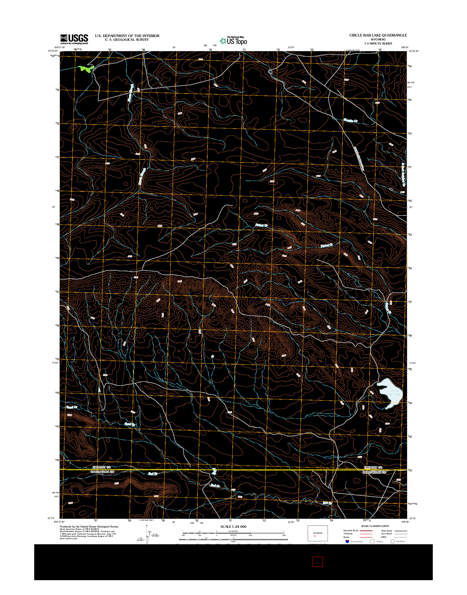 USGS US TOPO 7.5-MINUTE MAP FOR CIRCLE BAR LAKE, WY 2012