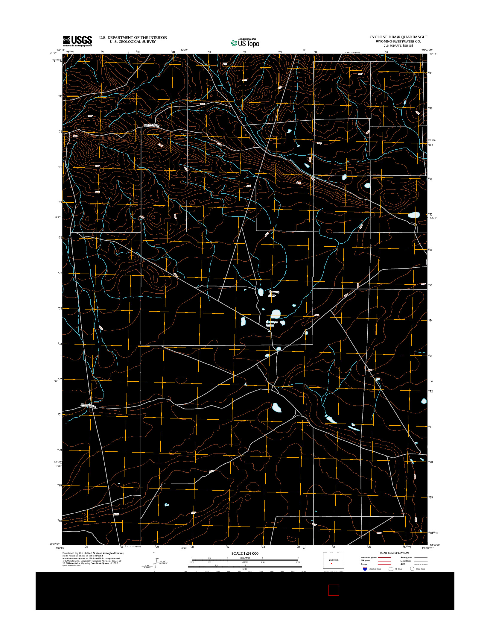 USGS US TOPO 7.5-MINUTE MAP FOR CYCLONE DRAW, WY 2012