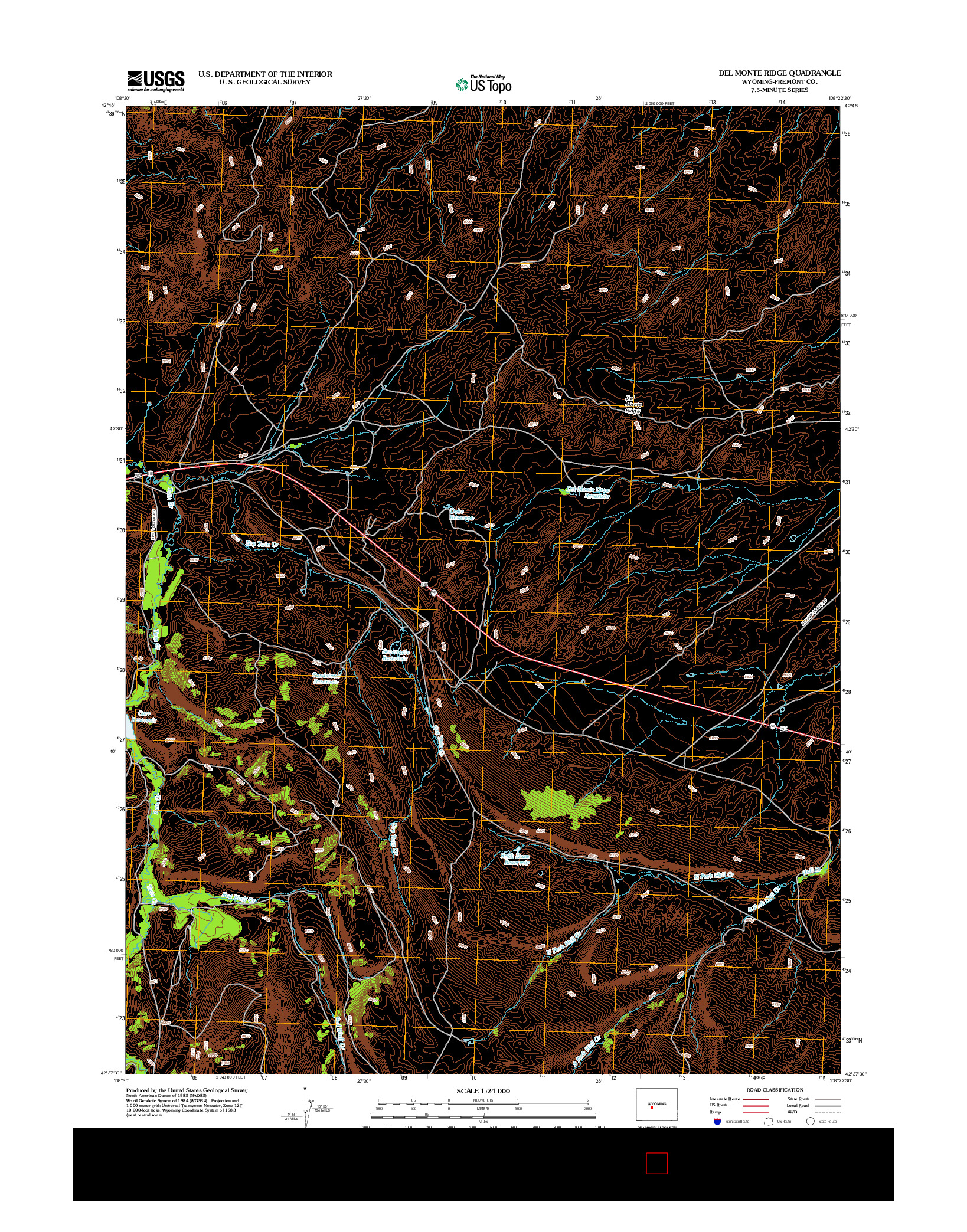 USGS US TOPO 7.5-MINUTE MAP FOR DEL MONTE RIDGE, WY 2012