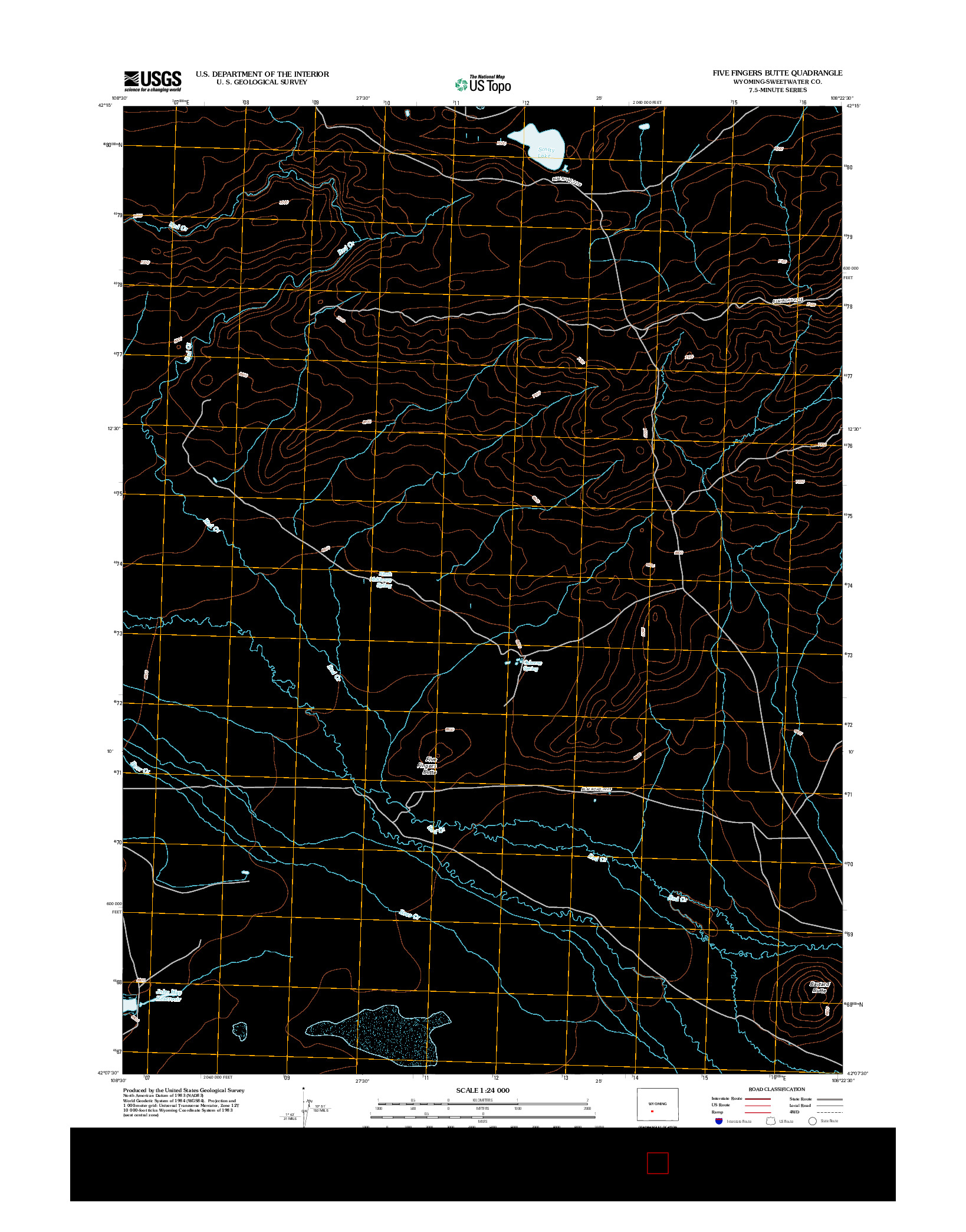 USGS US TOPO 7.5-MINUTE MAP FOR FIVE FINGERS BUTTE, WY 2012