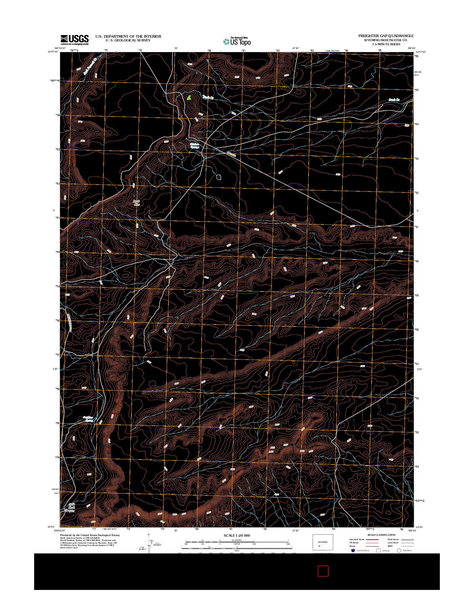 USGS US TOPO 7.5-MINUTE MAP FOR FREIGHTER GAP, WY 2012