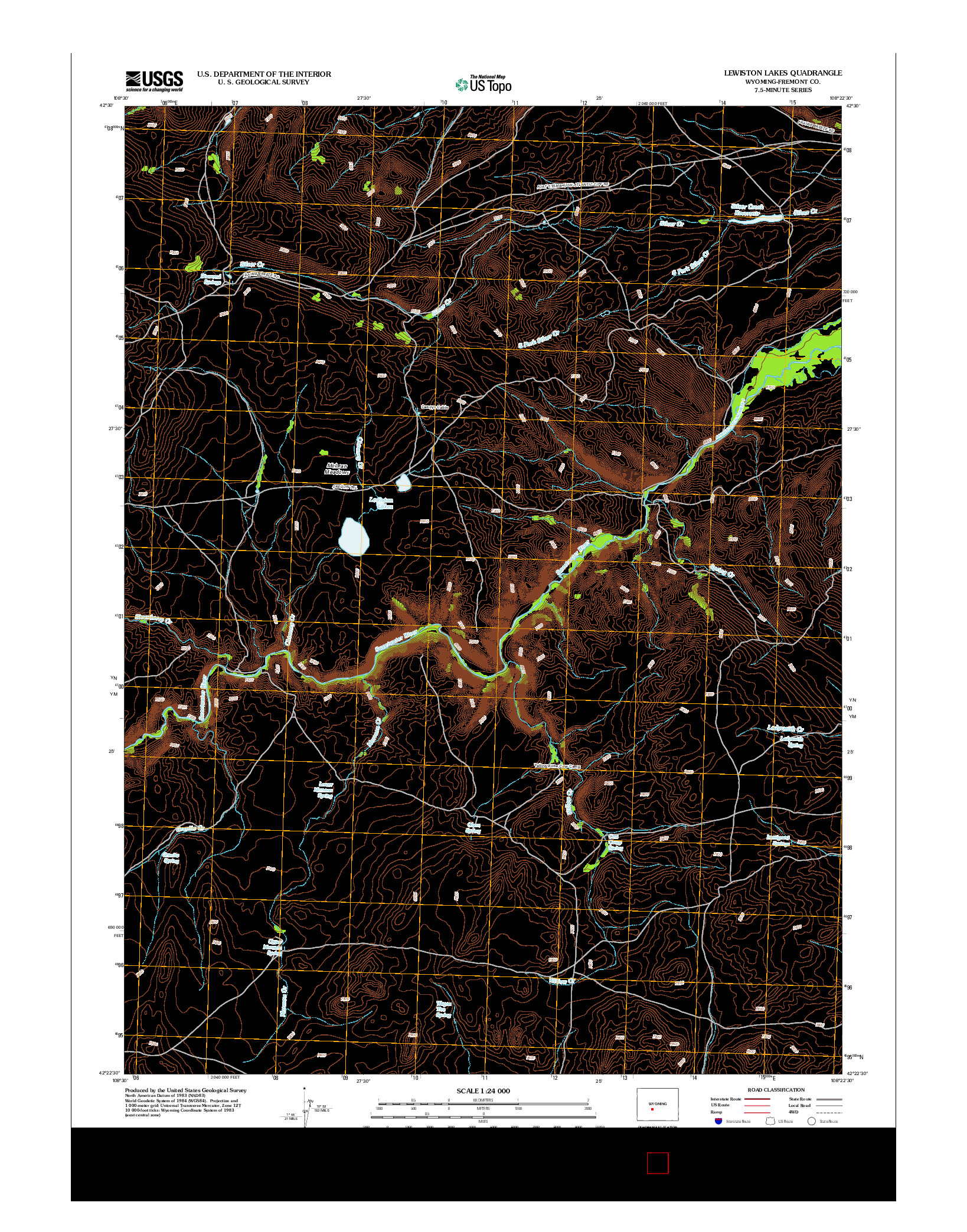 USGS US TOPO 7.5-MINUTE MAP FOR LEWISTON LAKES, WY 2012