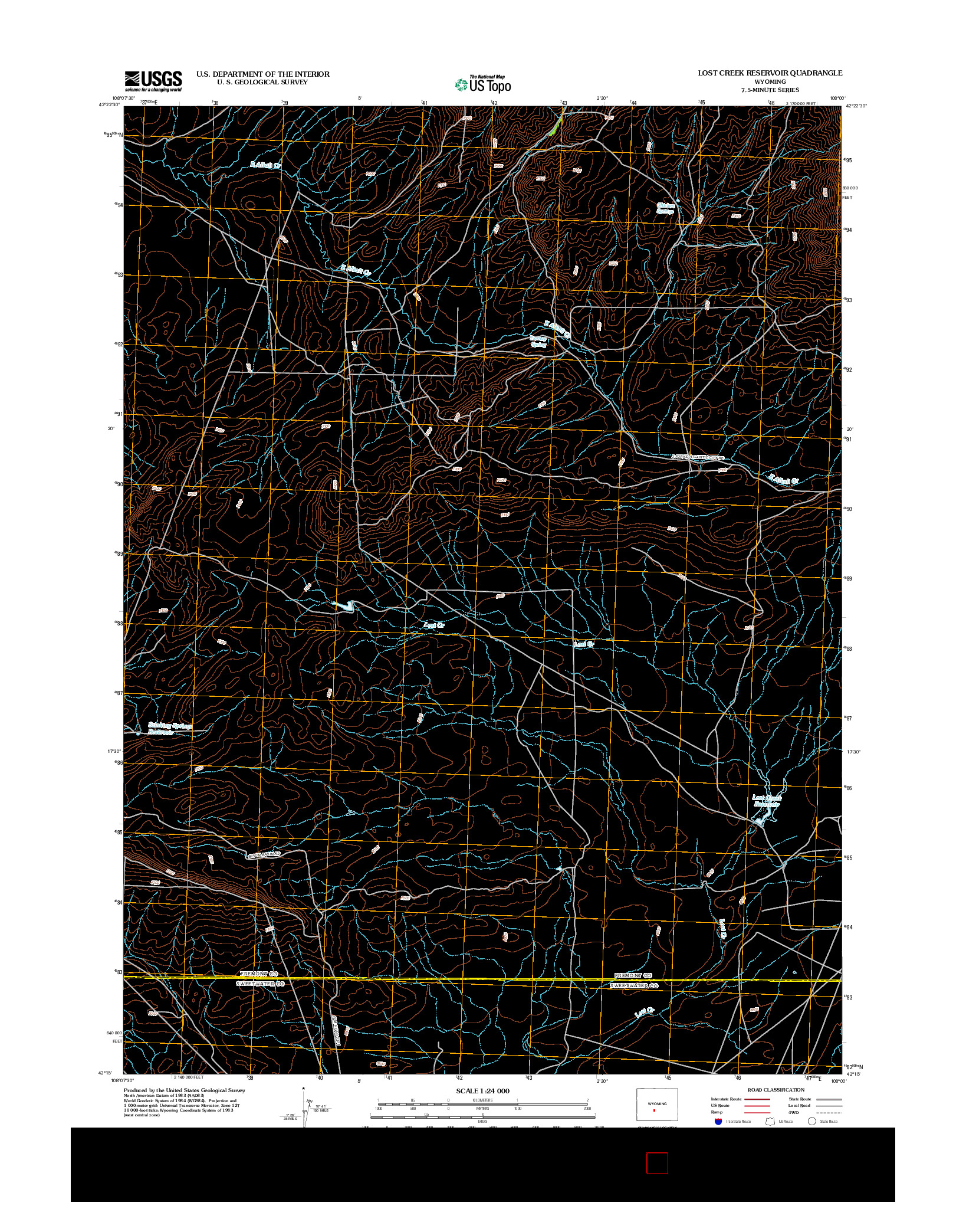 USGS US TOPO 7.5-MINUTE MAP FOR LOST CREEK RESERVOIR, WY 2012