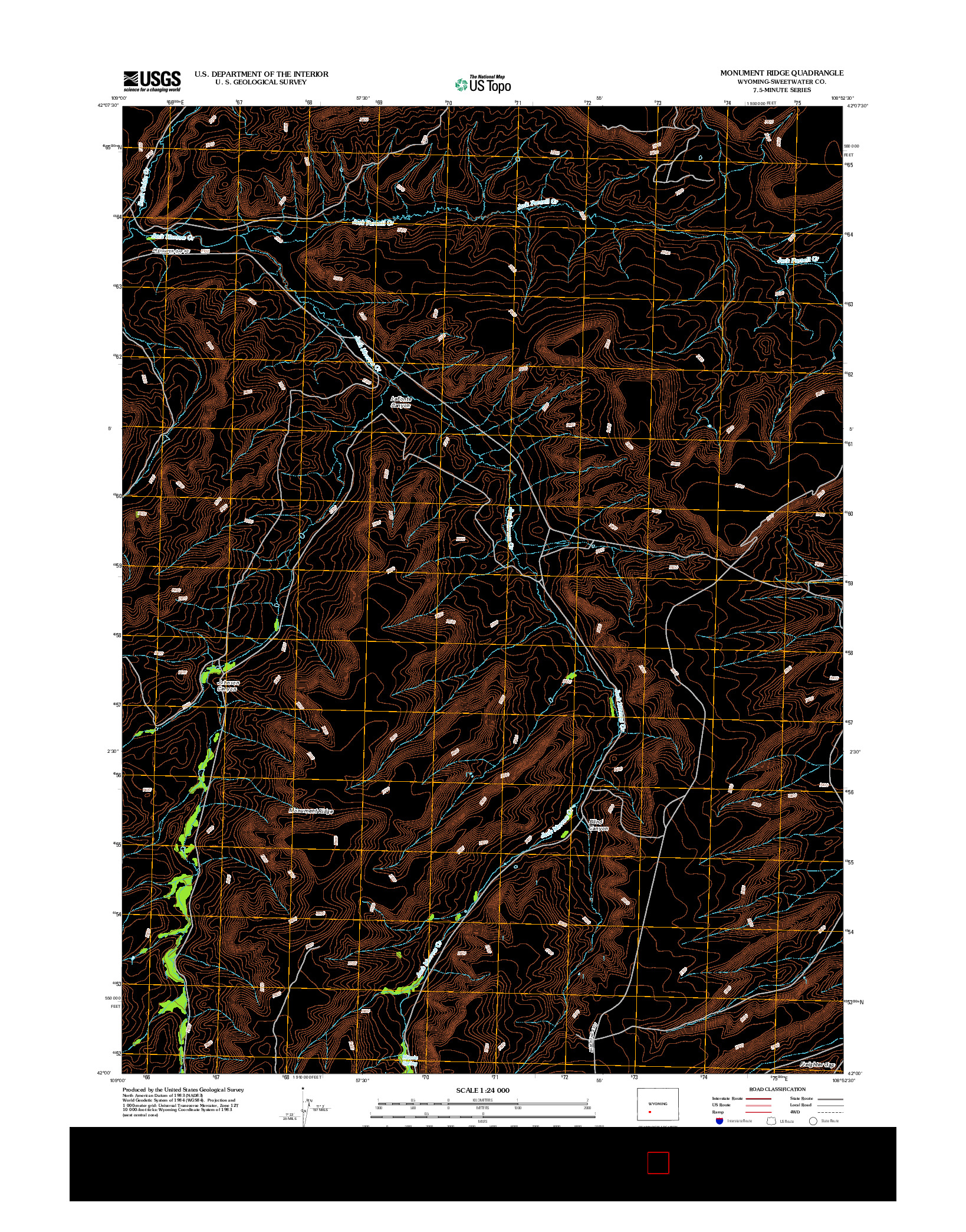 USGS US TOPO 7.5-MINUTE MAP FOR MONUMENT RIDGE, WY 2012