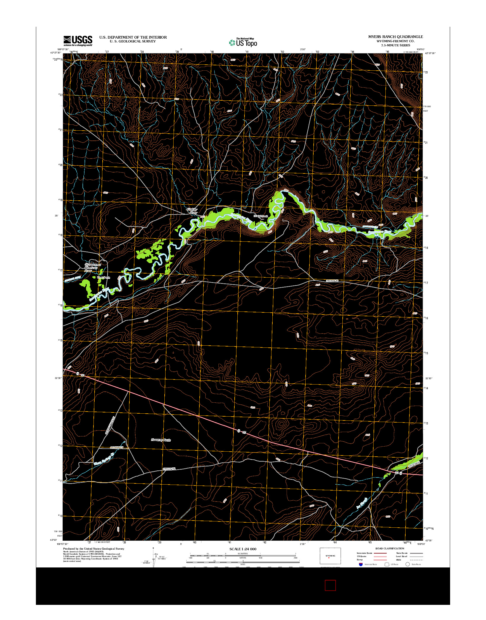 USGS US TOPO 7.5-MINUTE MAP FOR MYERS RANCH, WY 2012