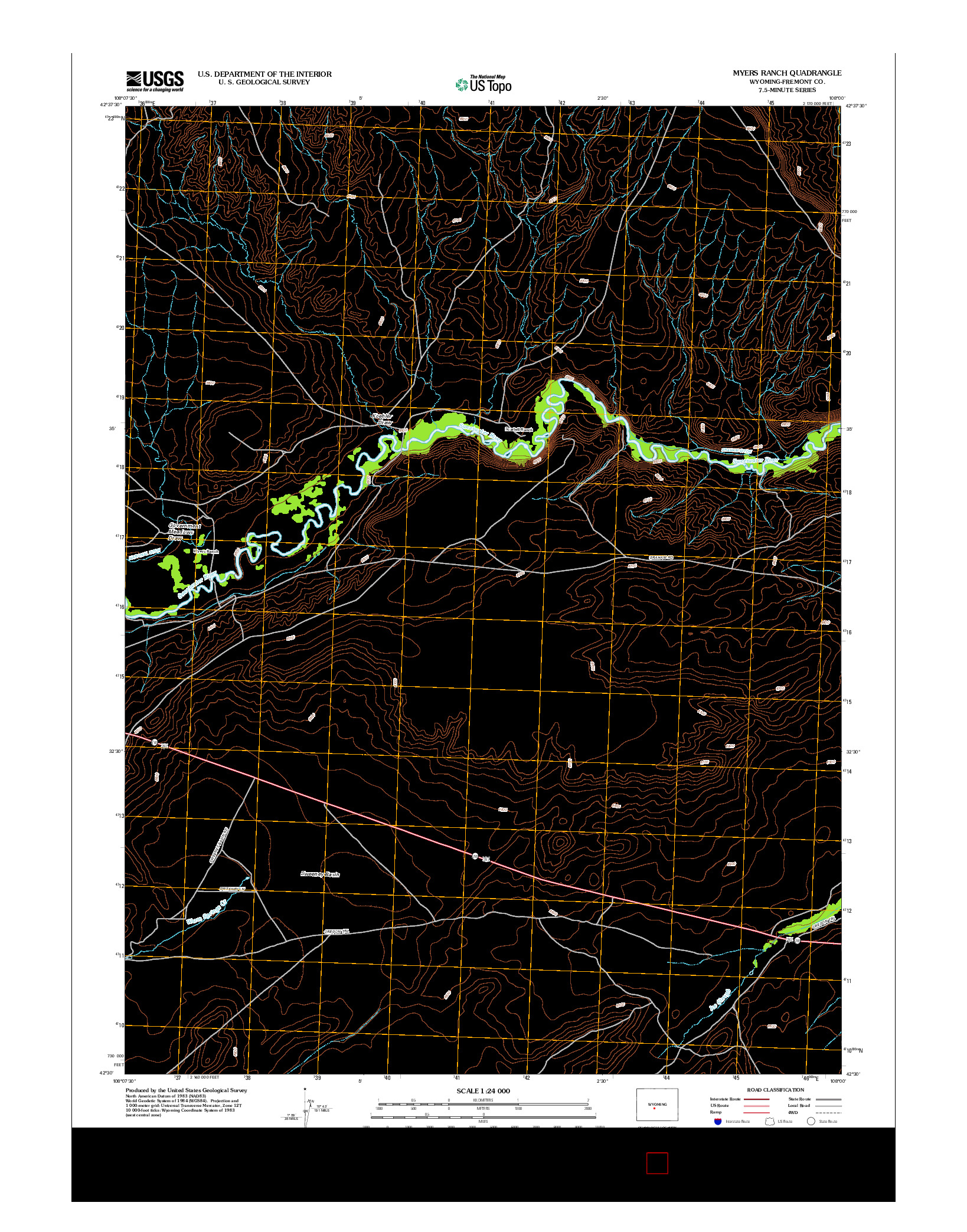 USGS US TOPO 7.5-MINUTE MAP FOR MYERS RANCH, WY 2012