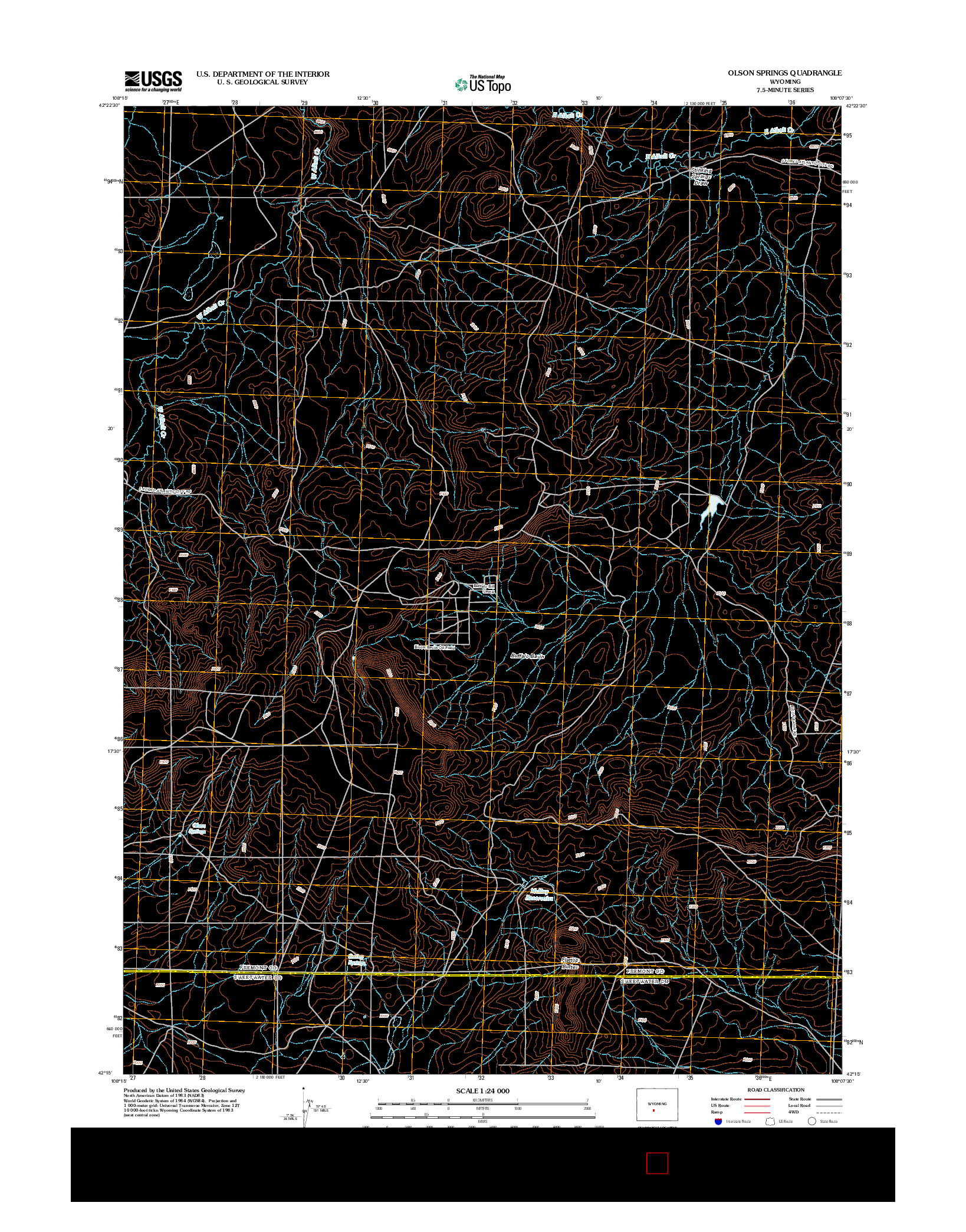 USGS US TOPO 7.5-MINUTE MAP FOR OLSON SPRINGS, WY 2012