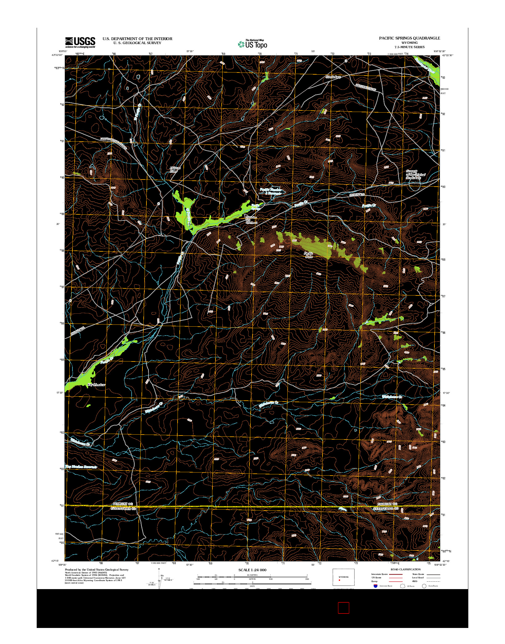 USGS US TOPO 7.5-MINUTE MAP FOR PACIFIC SPRINGS, WY 2012