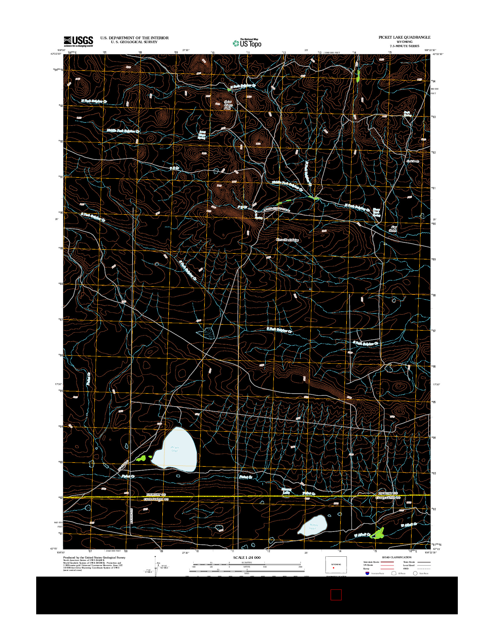 USGS US TOPO 7.5-MINUTE MAP FOR PICKET LAKE, WY 2012