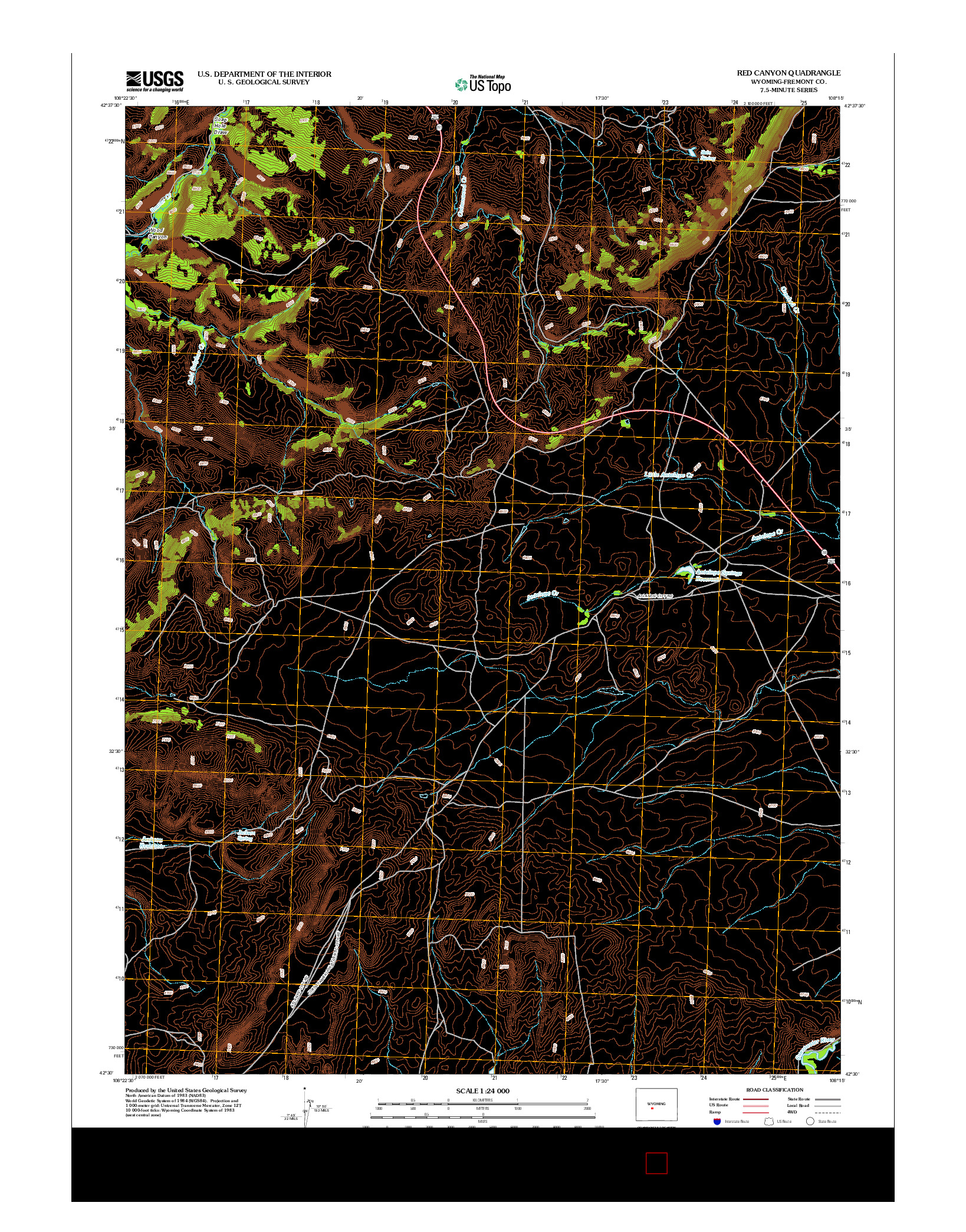 USGS US TOPO 7.5-MINUTE MAP FOR RED CANYON, WY 2012