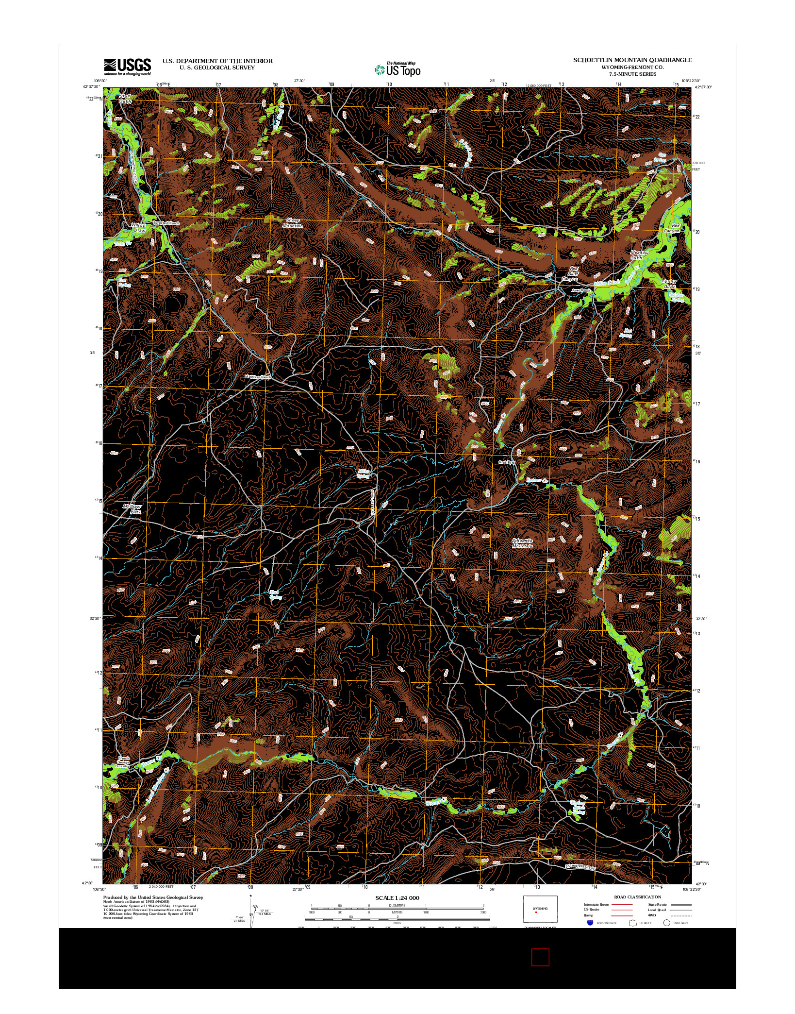 USGS US TOPO 7.5-MINUTE MAP FOR SCHOETTLIN MOUNTAIN, WY 2012