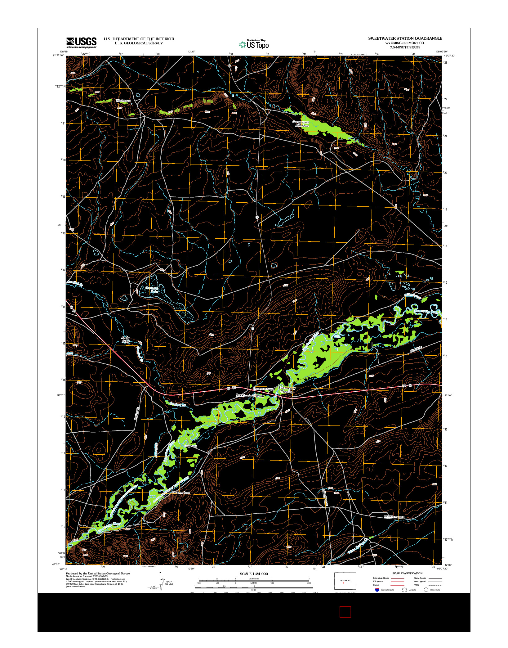 USGS US TOPO 7.5-MINUTE MAP FOR SWEETWATER STATION, WY 2012