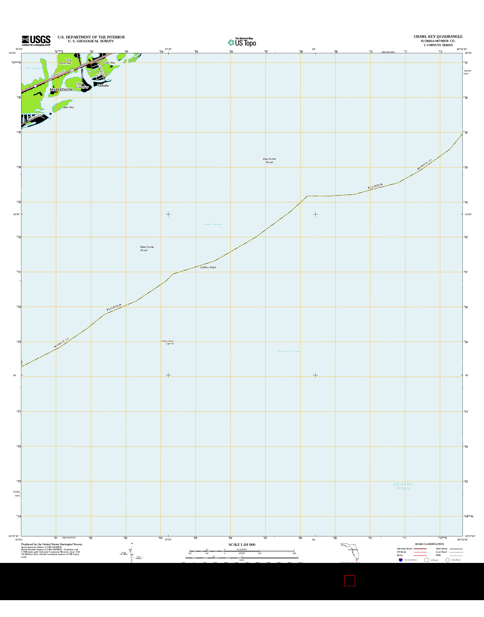 USGS US TOPO 7.5-MINUTE MAP FOR CRAWL KEY, FL 2012