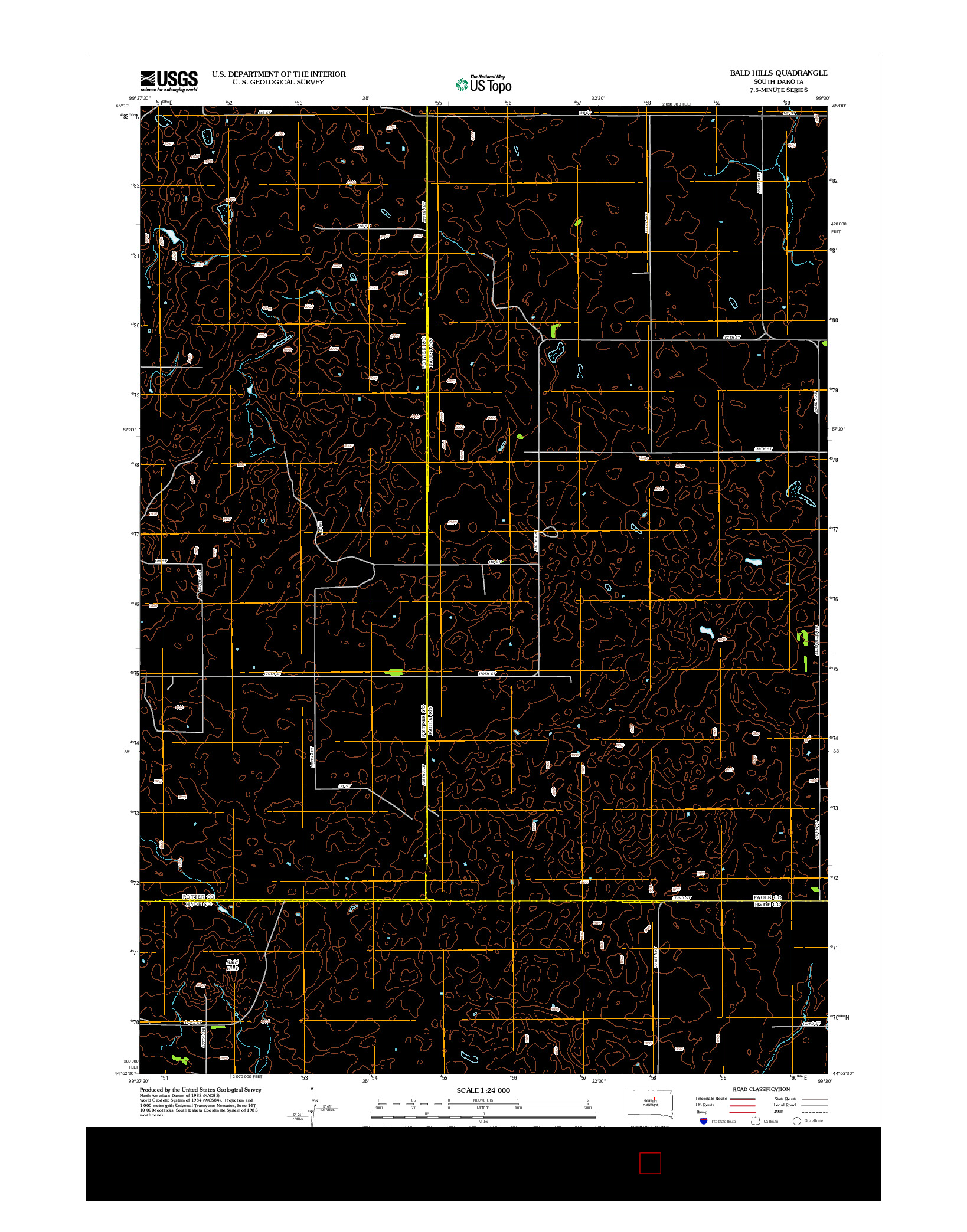 USGS US TOPO 7.5-MINUTE MAP FOR BALD HILLS, SD 2012