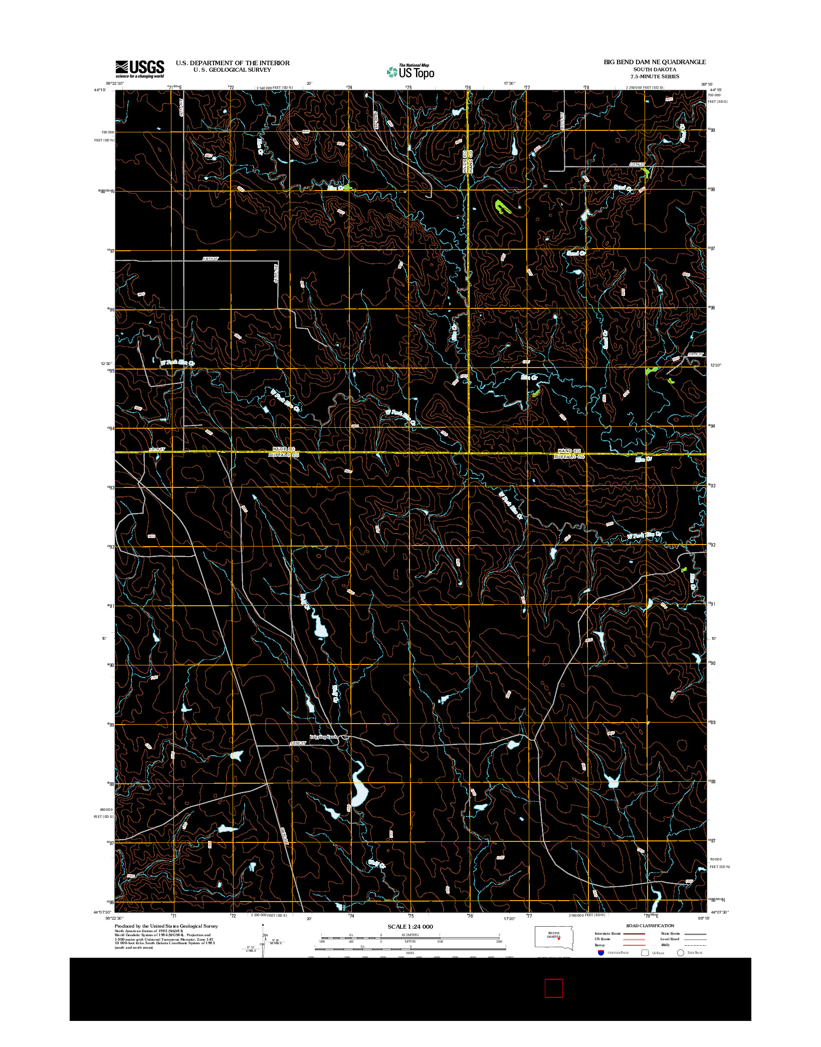 USGS US TOPO 7.5-MINUTE MAP FOR BIG BEND DAM NE, SD 2012
