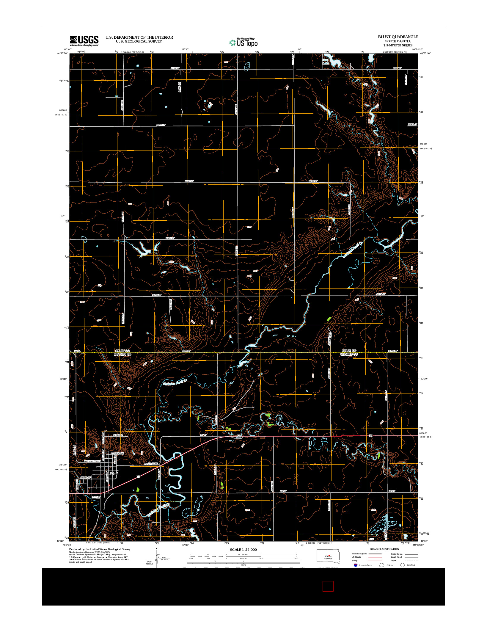USGS US TOPO 7.5-MINUTE MAP FOR BLUNT, SD 2012
