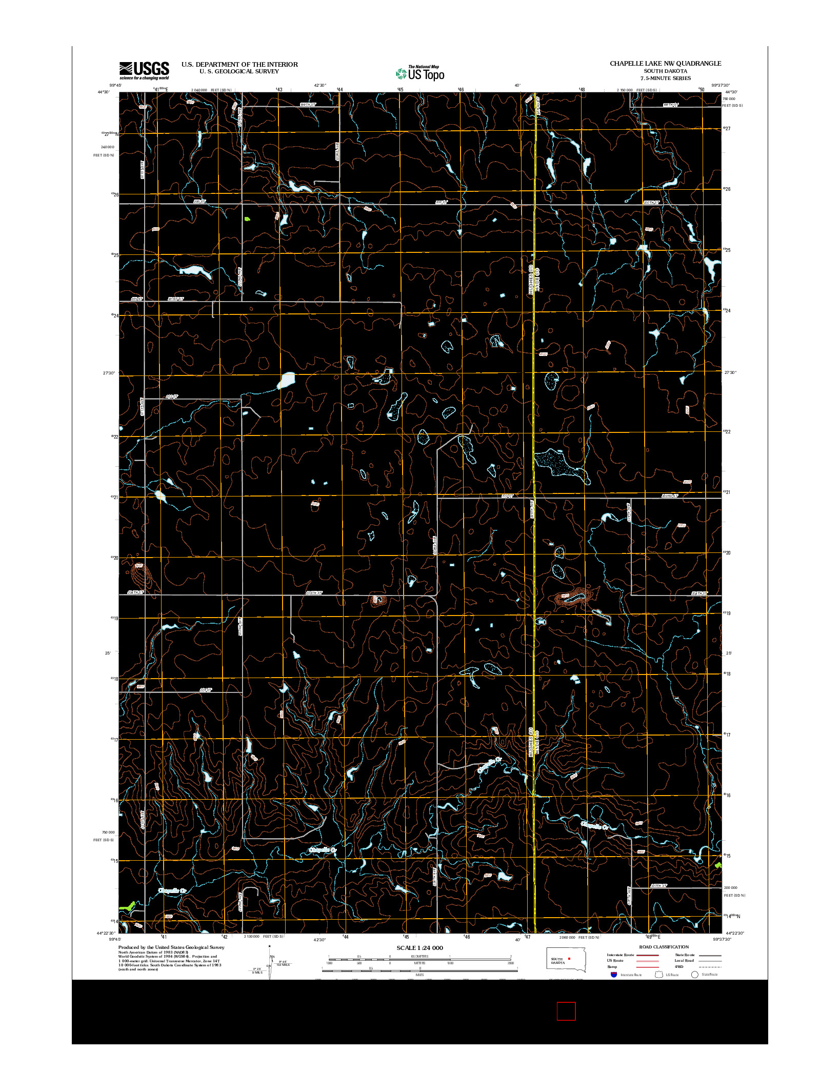 USGS US TOPO 7.5-MINUTE MAP FOR CHAPELLE LAKE NW, SD 2012