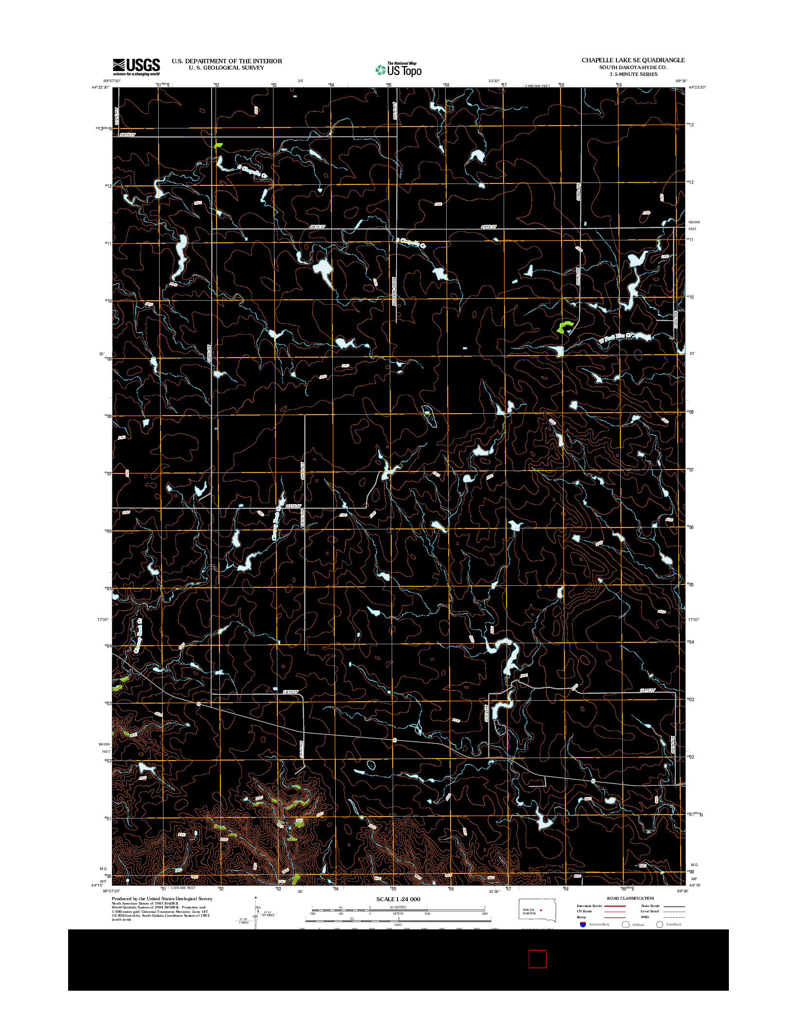 USGS US TOPO 7.5-MINUTE MAP FOR CHAPELLE LAKE SE, SD 2012