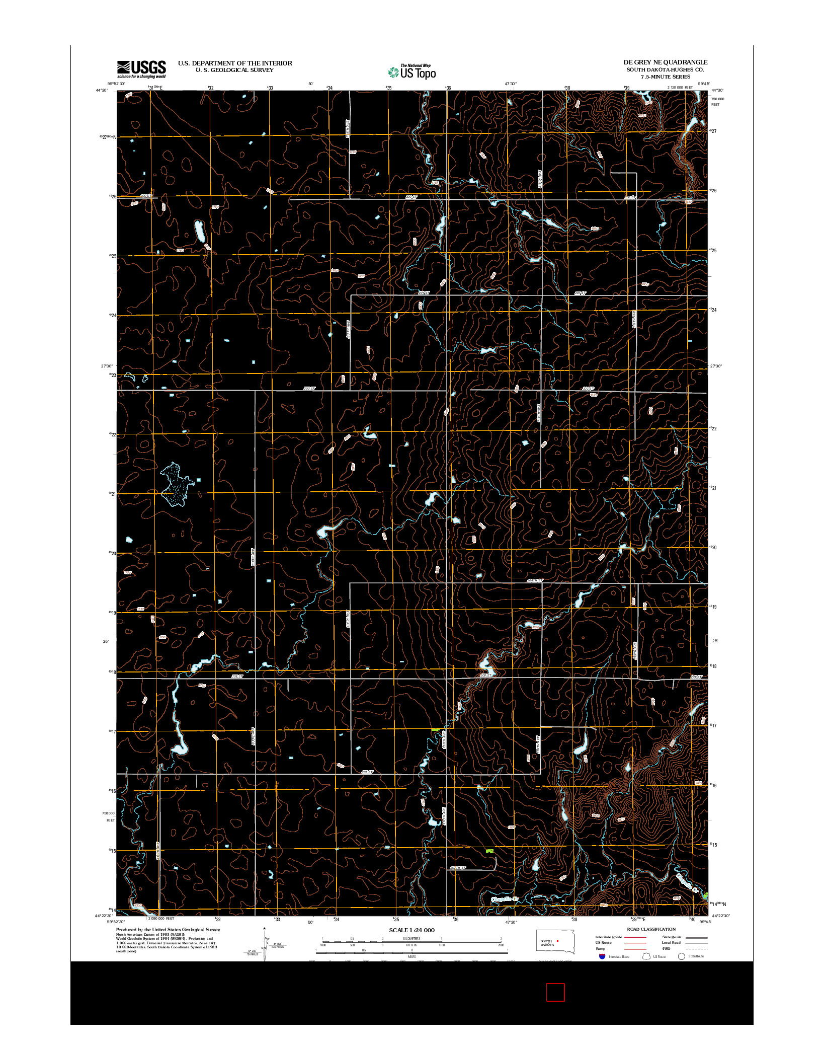 USGS US TOPO 7.5-MINUTE MAP FOR DE GREY NE, SD 2012