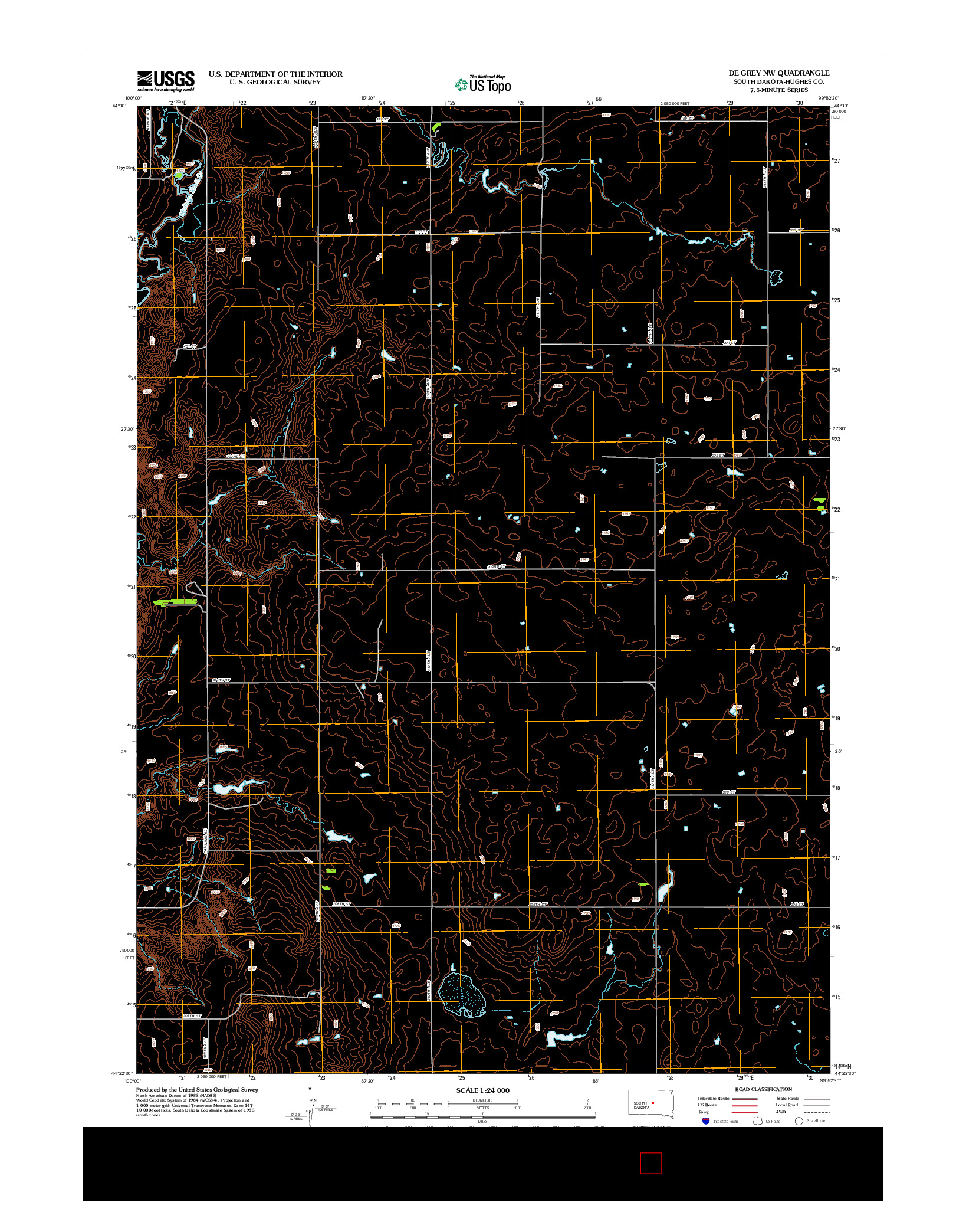 USGS US TOPO 7.5-MINUTE MAP FOR DE GREY NW, SD 2012