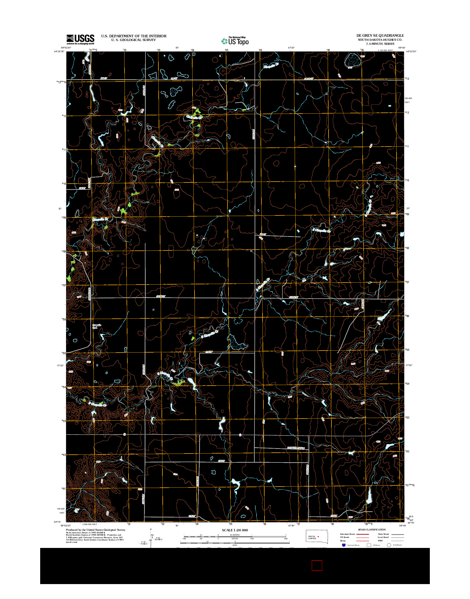 USGS US TOPO 7.5-MINUTE MAP FOR DE GREY SE, SD 2012