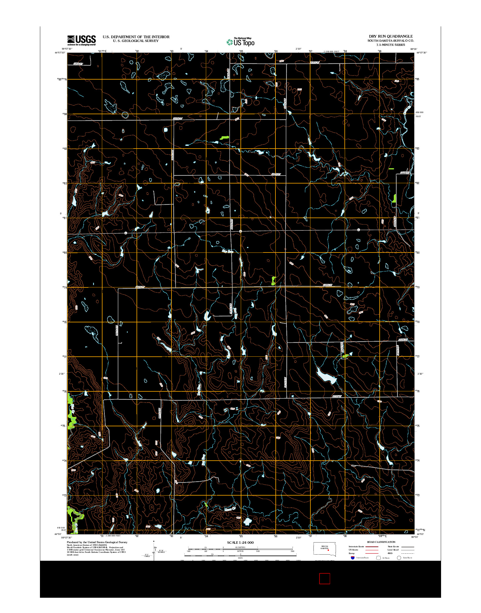 USGS US TOPO 7.5-MINUTE MAP FOR DRY RUN, SD 2012