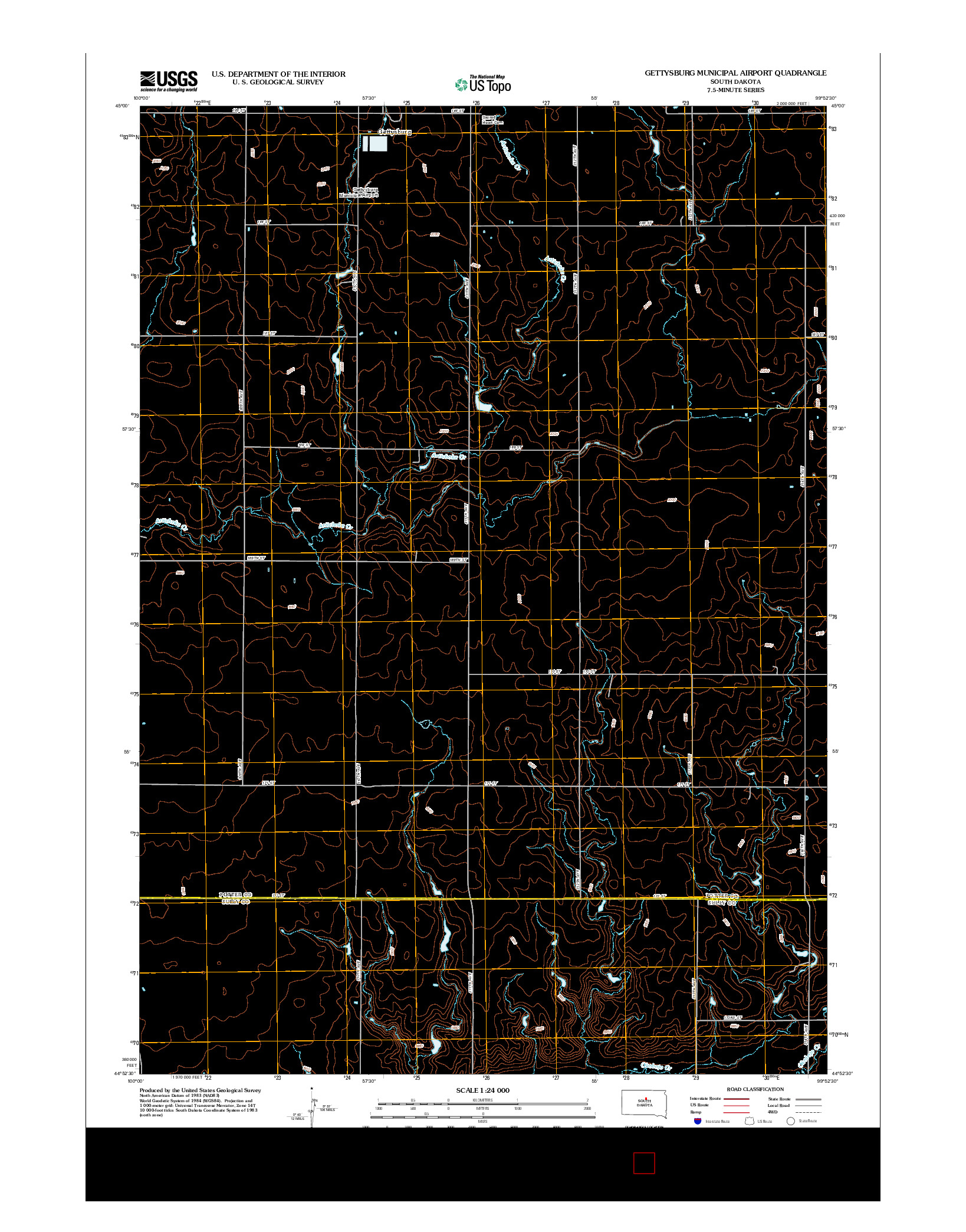 USGS US TOPO 7.5-MINUTE MAP FOR GETTYSBURG MUNICIPAL AIRPORT, SD 2012