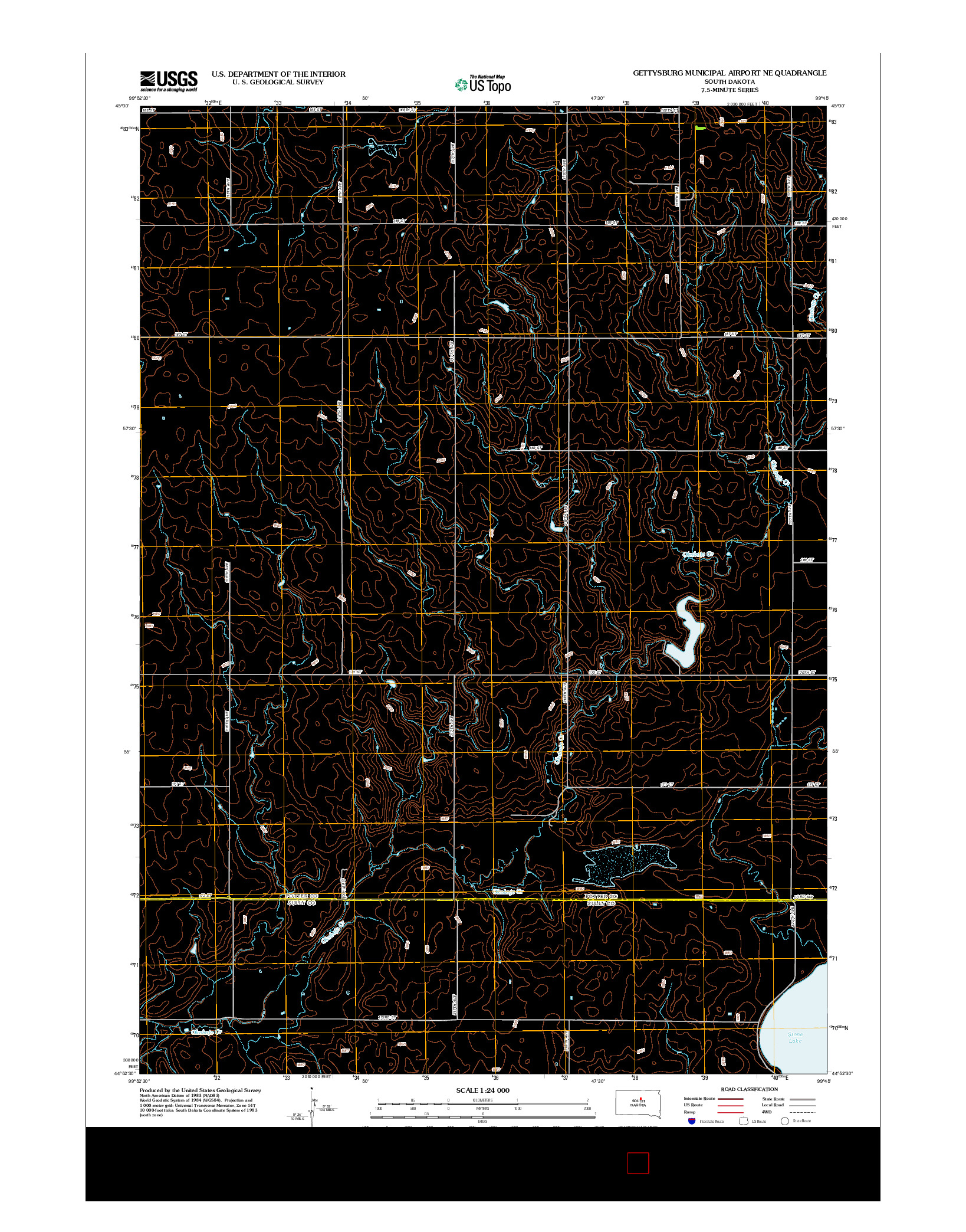 USGS US TOPO 7.5-MINUTE MAP FOR GETTYSBURG MUNICIPAL AIRPORT NE, SD 2012