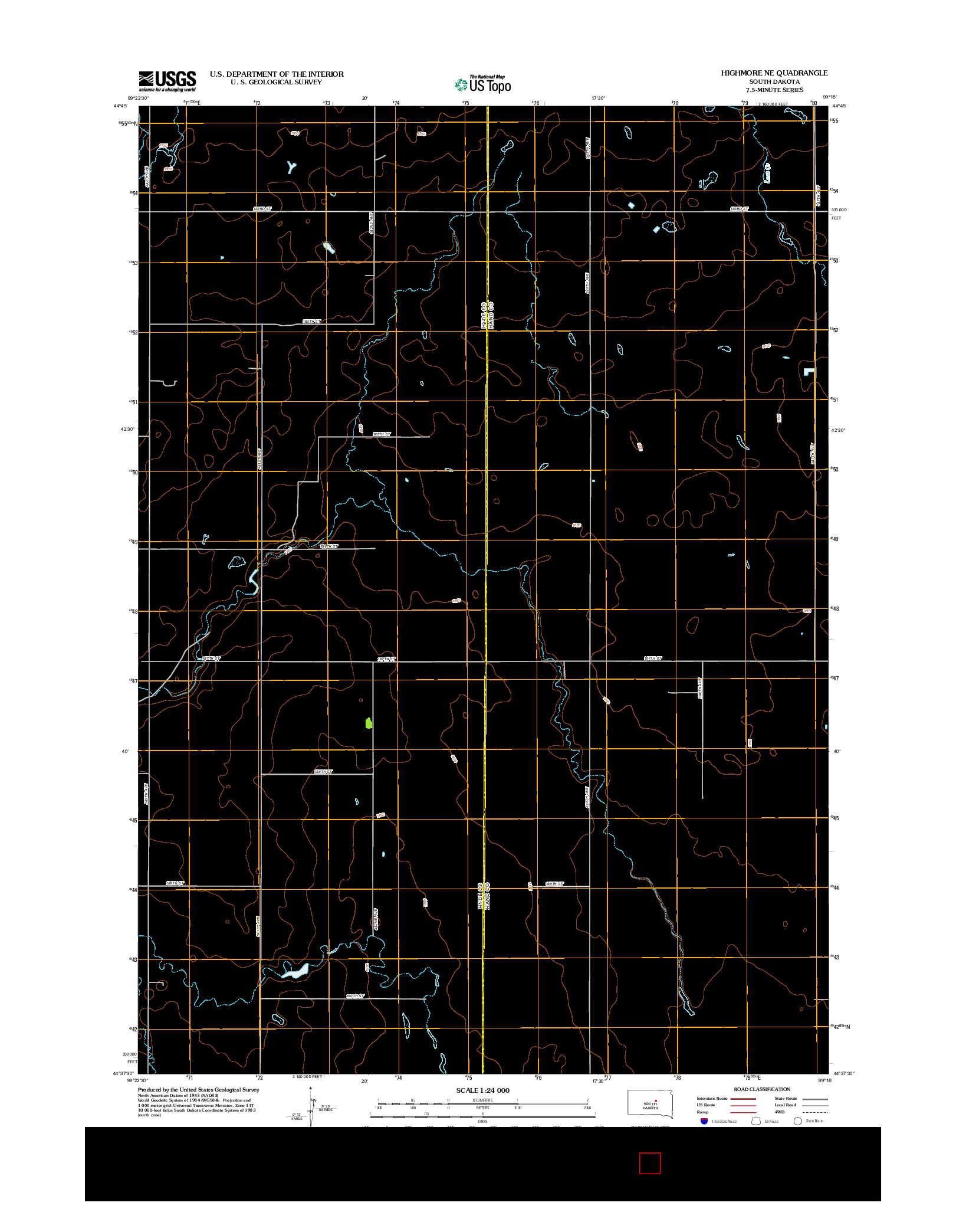 USGS US TOPO 7.5-MINUTE MAP FOR HIGHMORE NE, SD 2012