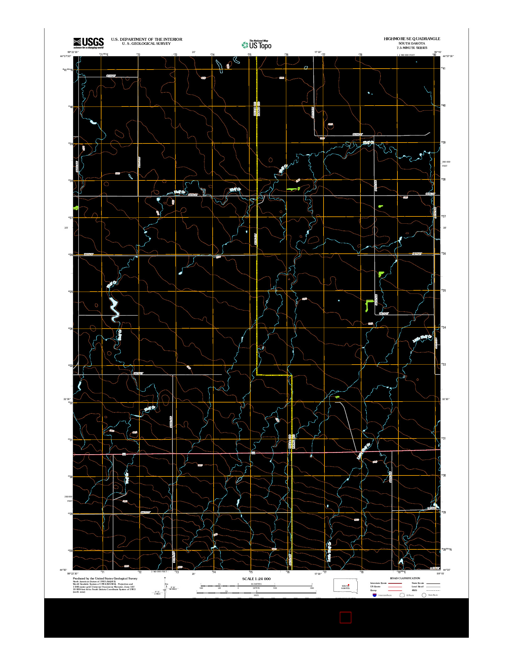 USGS US TOPO 7.5-MINUTE MAP FOR HIGHMORE SE, SD 2012