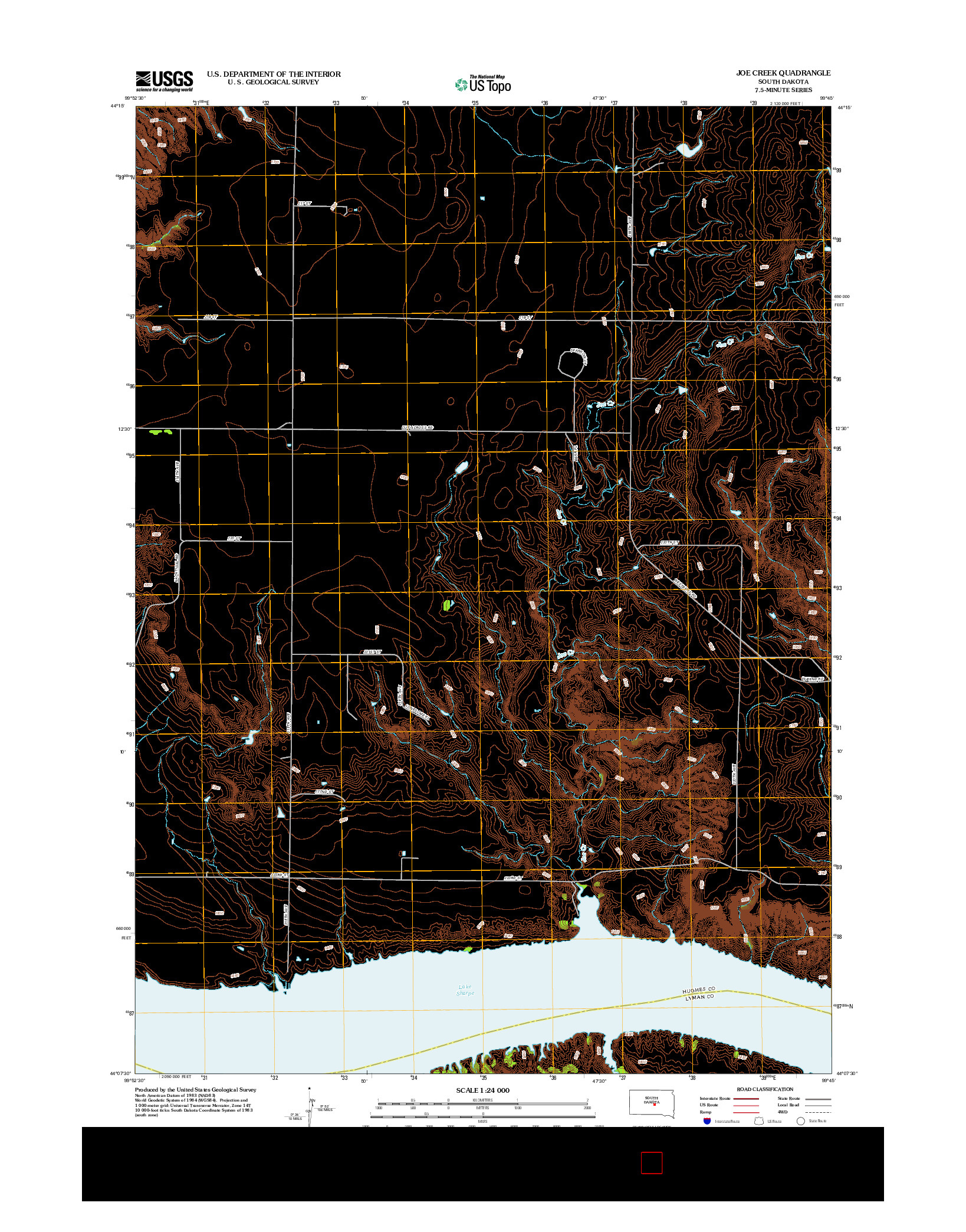 USGS US TOPO 7.5-MINUTE MAP FOR JOE CREEK, SD 2012