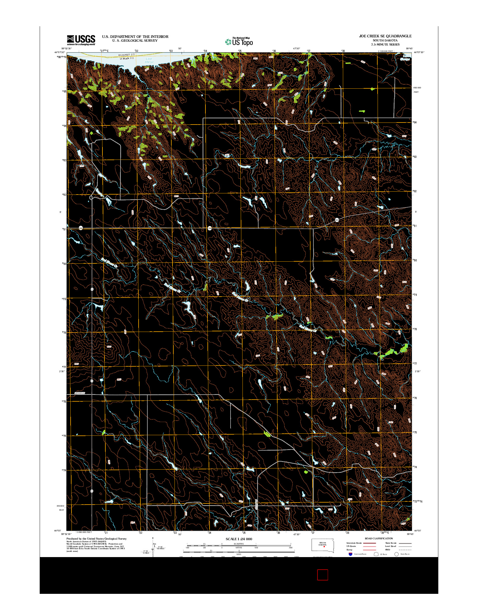USGS US TOPO 7.5-MINUTE MAP FOR JOE CREEK SE, SD 2012