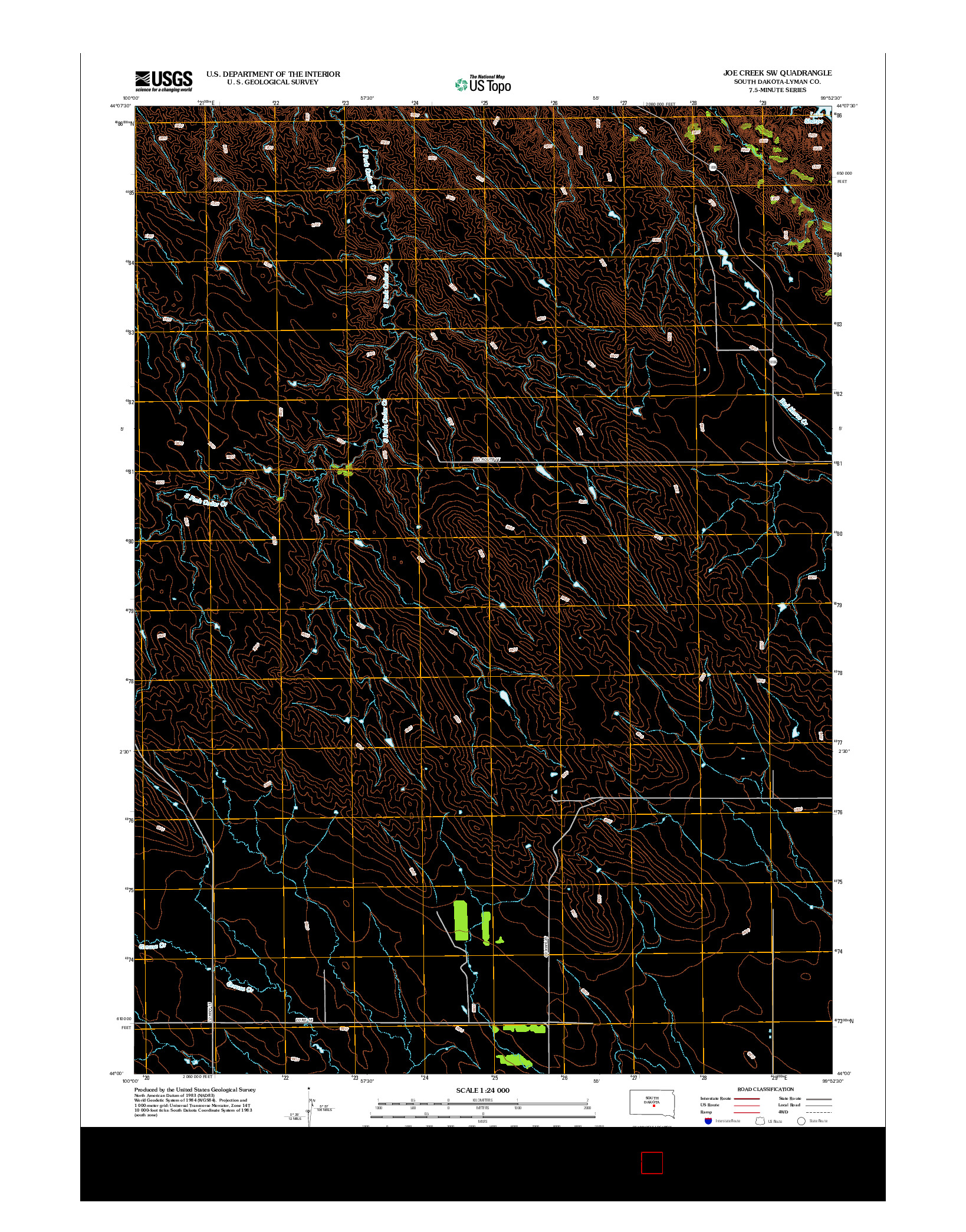 USGS US TOPO 7.5-MINUTE MAP FOR JOE CREEK SW, SD 2012