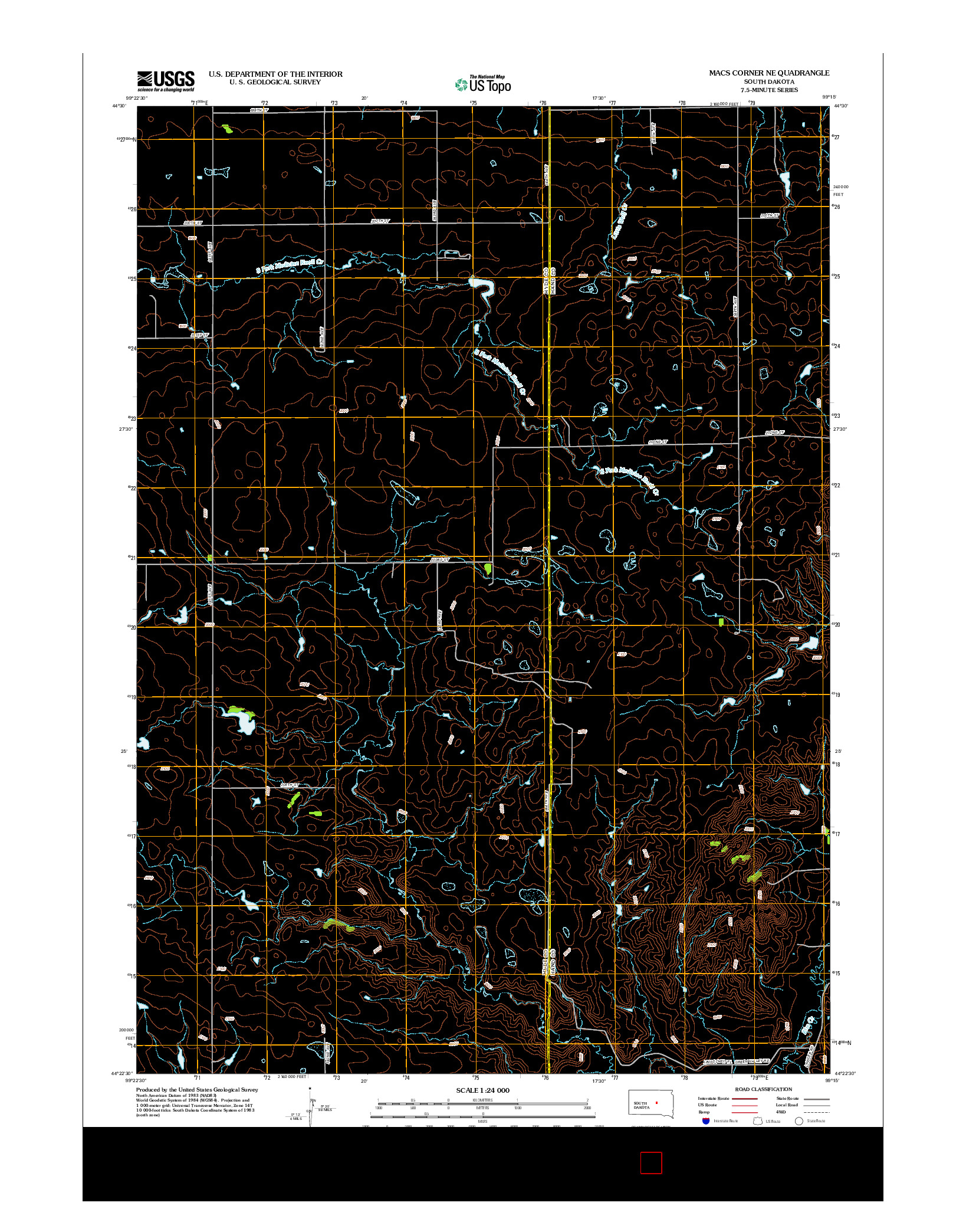 USGS US TOPO 7.5-MINUTE MAP FOR MACS CORNER NE, SD 2012