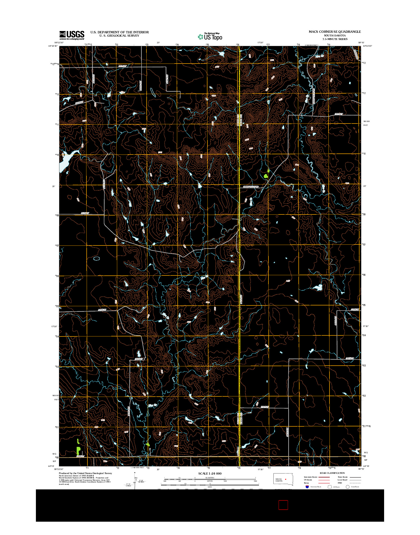 USGS US TOPO 7.5-MINUTE MAP FOR MACS CORNER SE, SD 2012