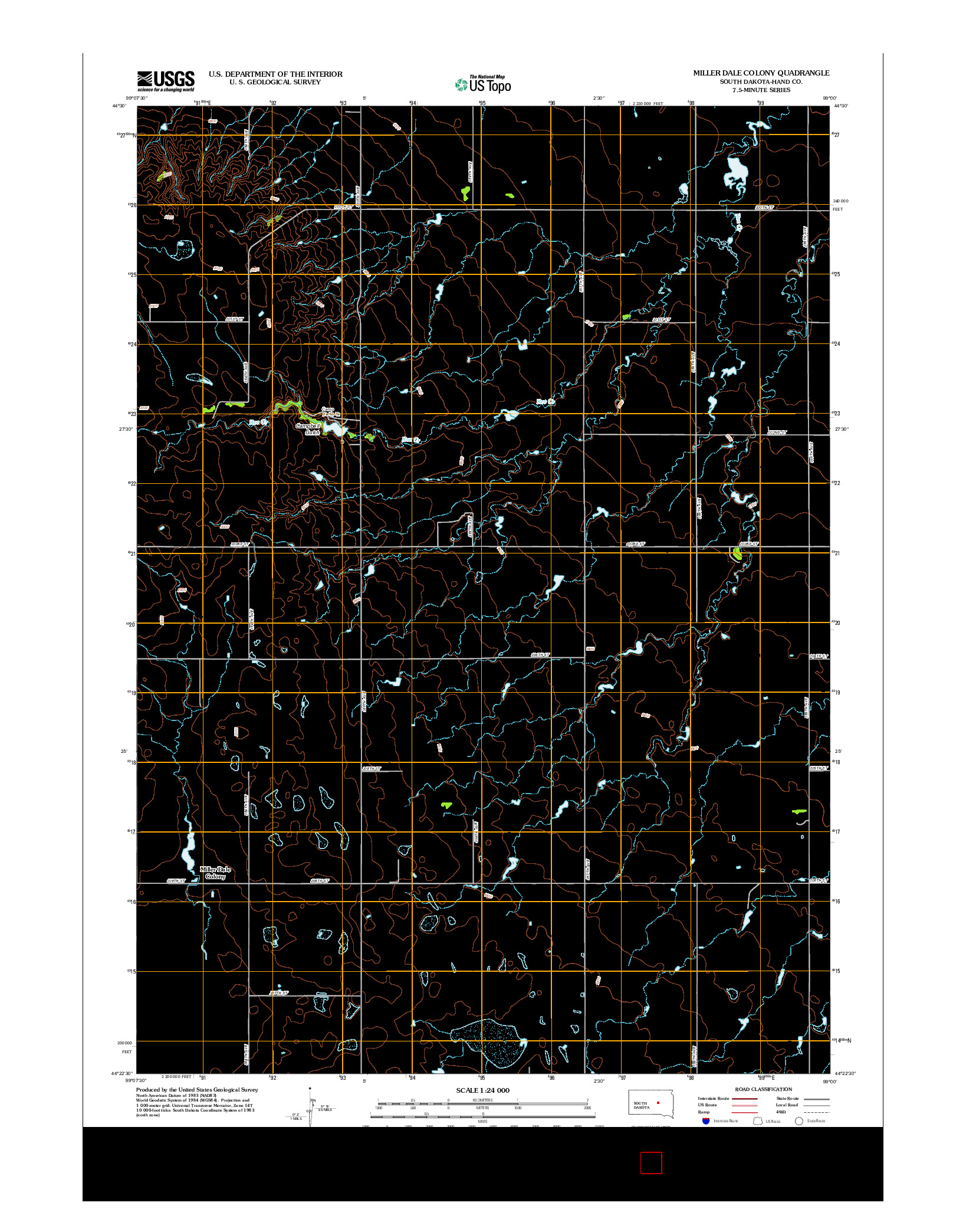 USGS US TOPO 7.5-MINUTE MAP FOR MILLER DALE COLONY, SD 2012