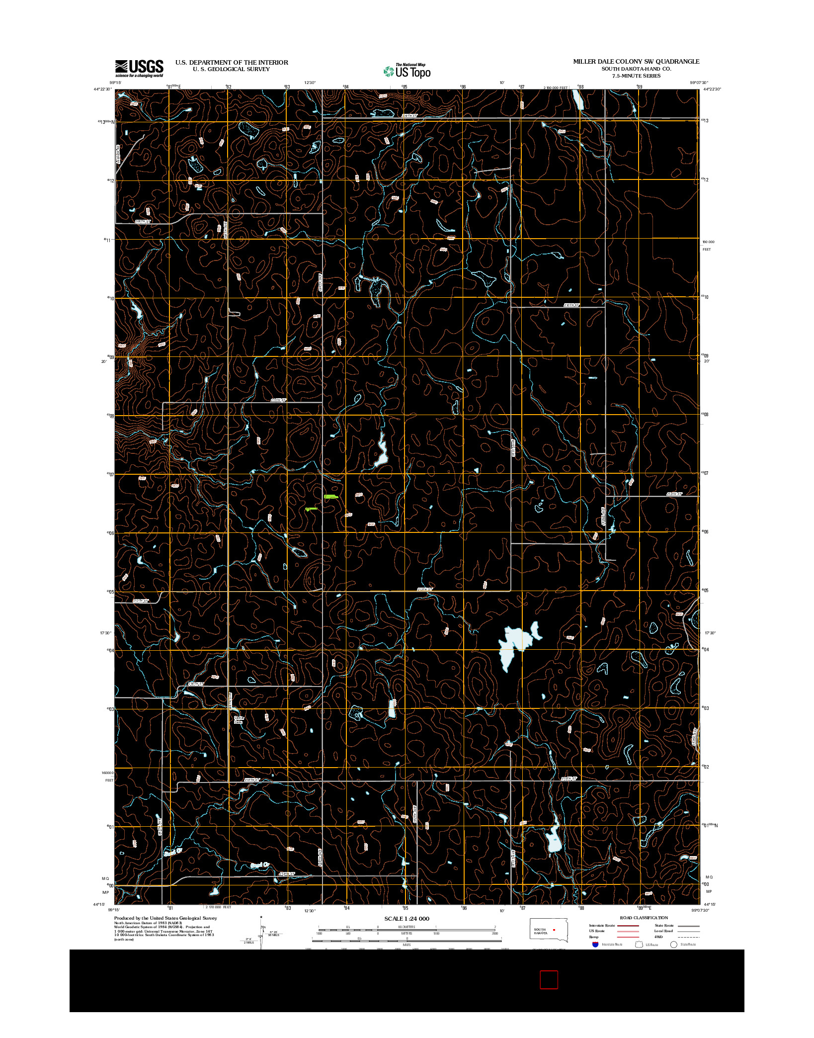 USGS US TOPO 7.5-MINUTE MAP FOR MILLER DALE COLONY SW, SD 2012