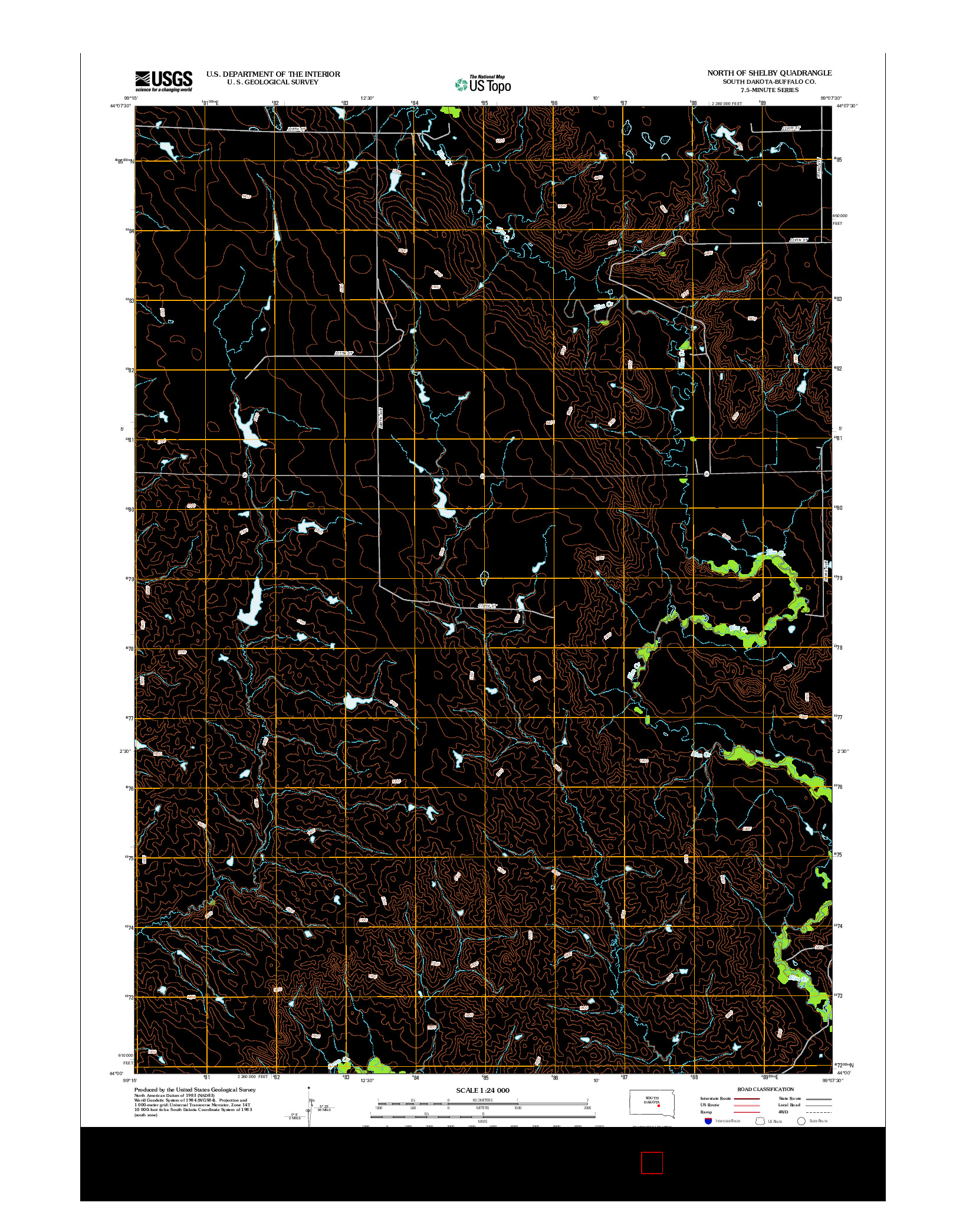 USGS US TOPO 7.5-MINUTE MAP FOR NORTH OF SHELBY, SD 2012