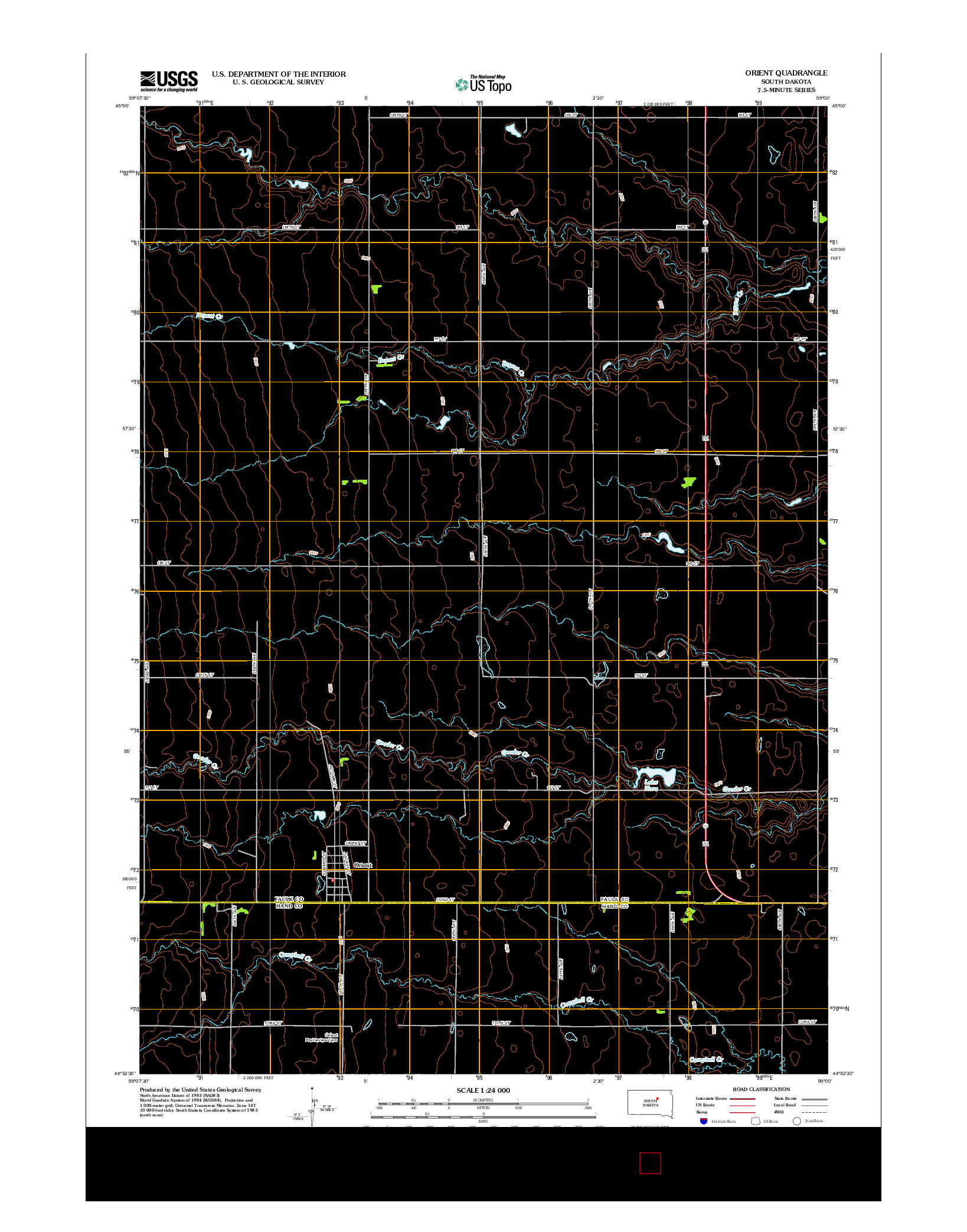 USGS US TOPO 7.5-MINUTE MAP FOR ORIENT, SD 2012