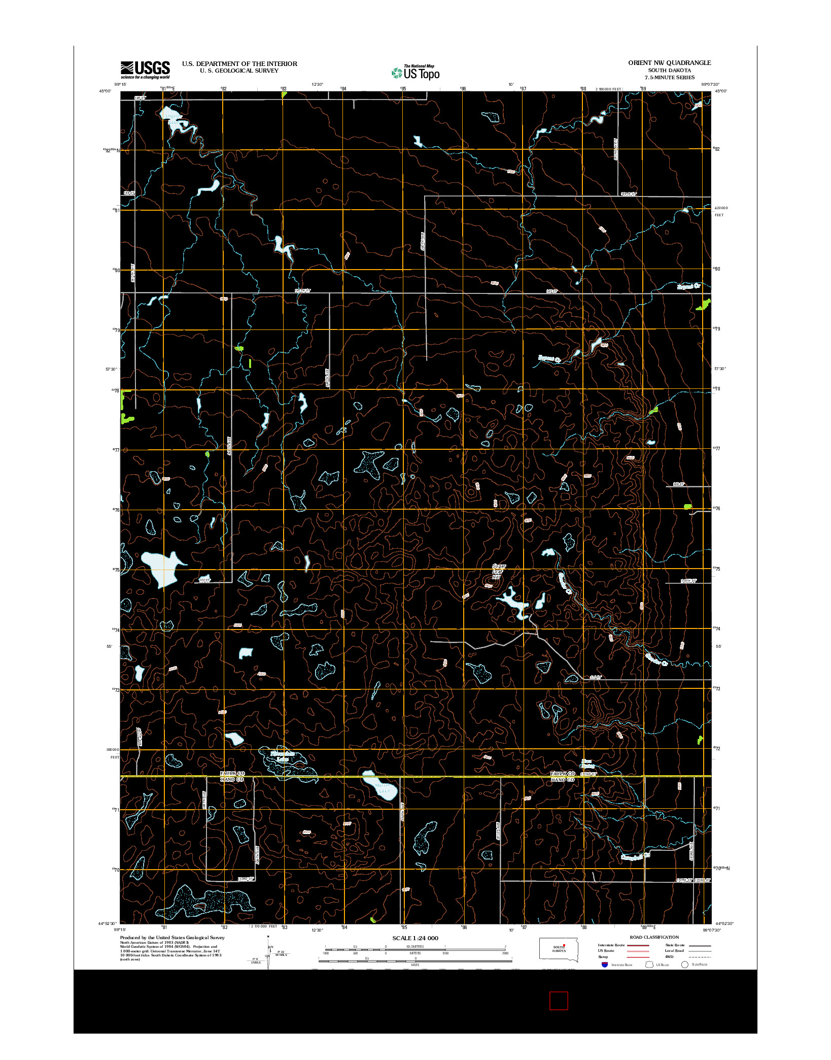 USGS US TOPO 7.5-MINUTE MAP FOR ORIENT NW, SD 2012