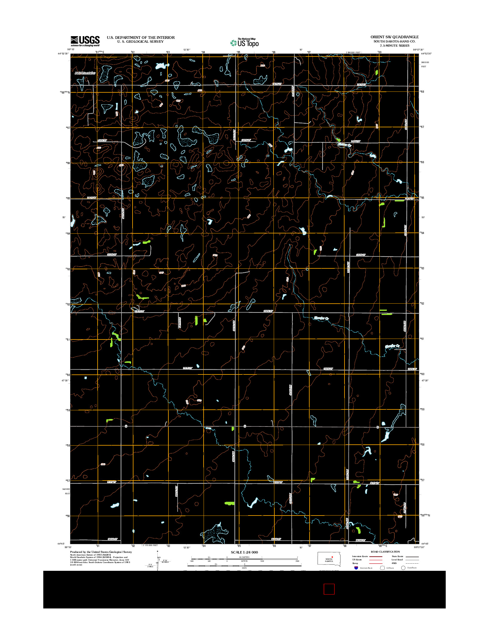 USGS US TOPO 7.5-MINUTE MAP FOR ORIENT SW, SD 2012