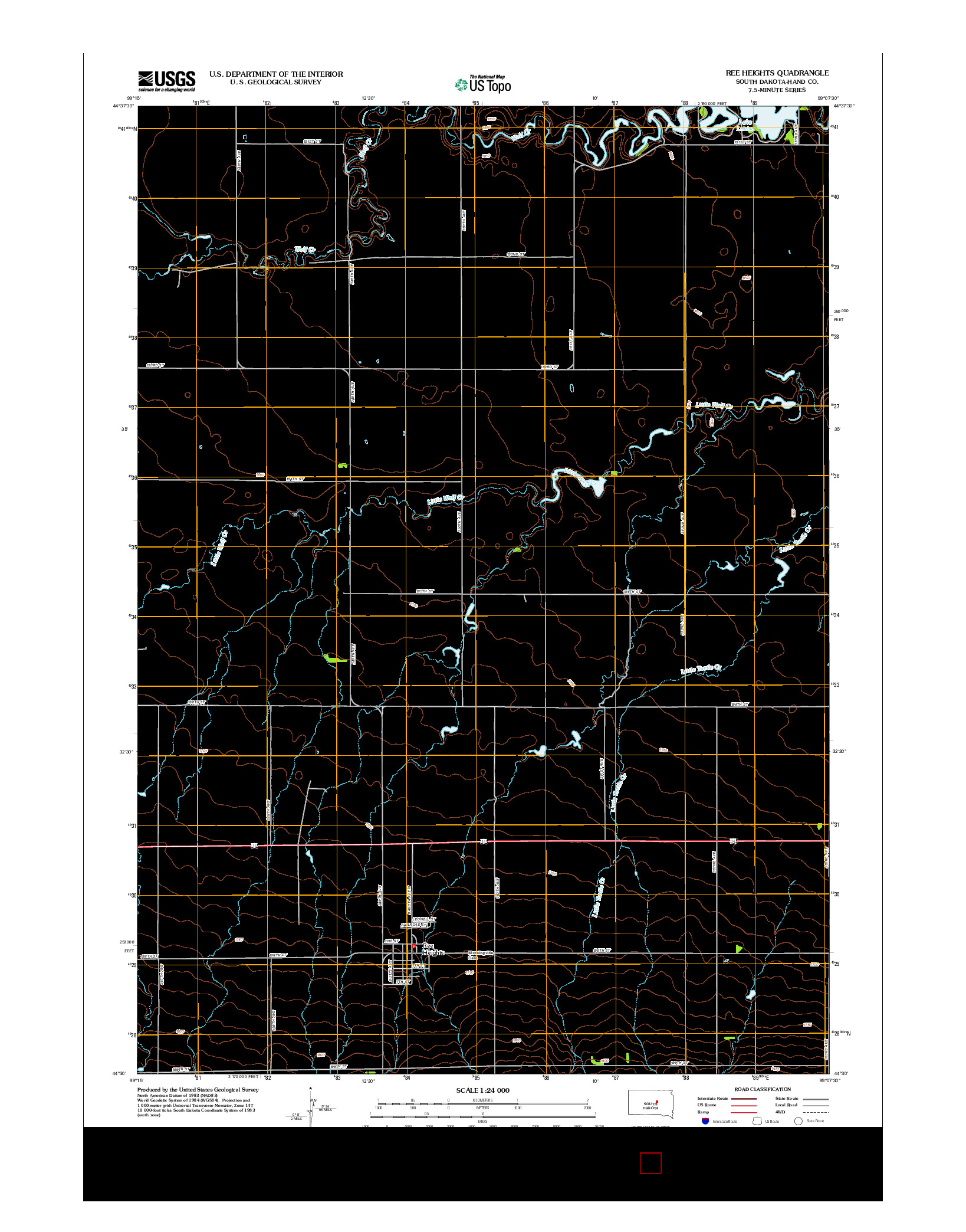 USGS US TOPO 7.5-MINUTE MAP FOR REE HEIGHTS, SD 2012